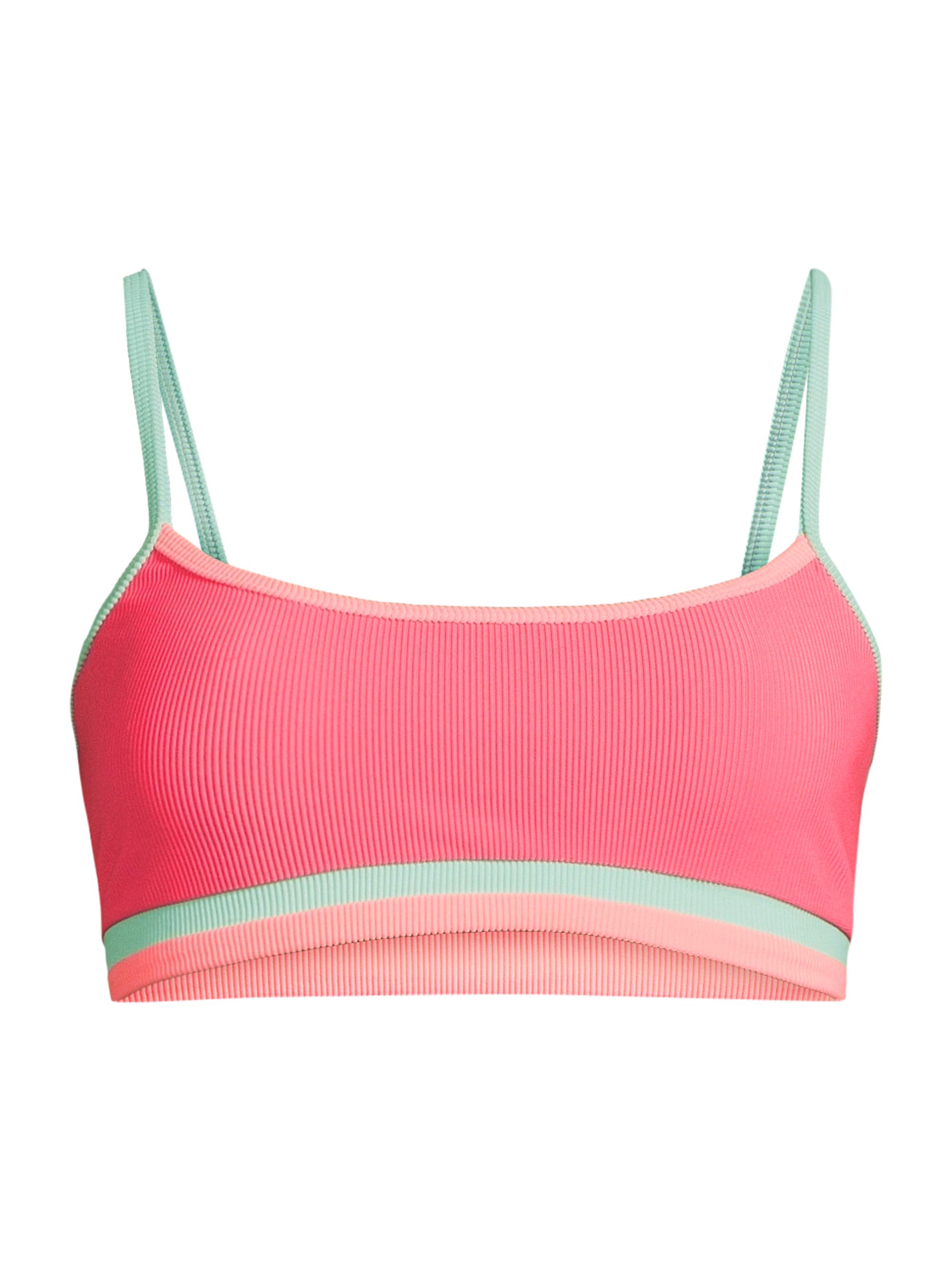 Beach Riot Women's Val Striped Rib-Knit Bikini Top - Guava Jelly Colorblock | Thumbnail 7