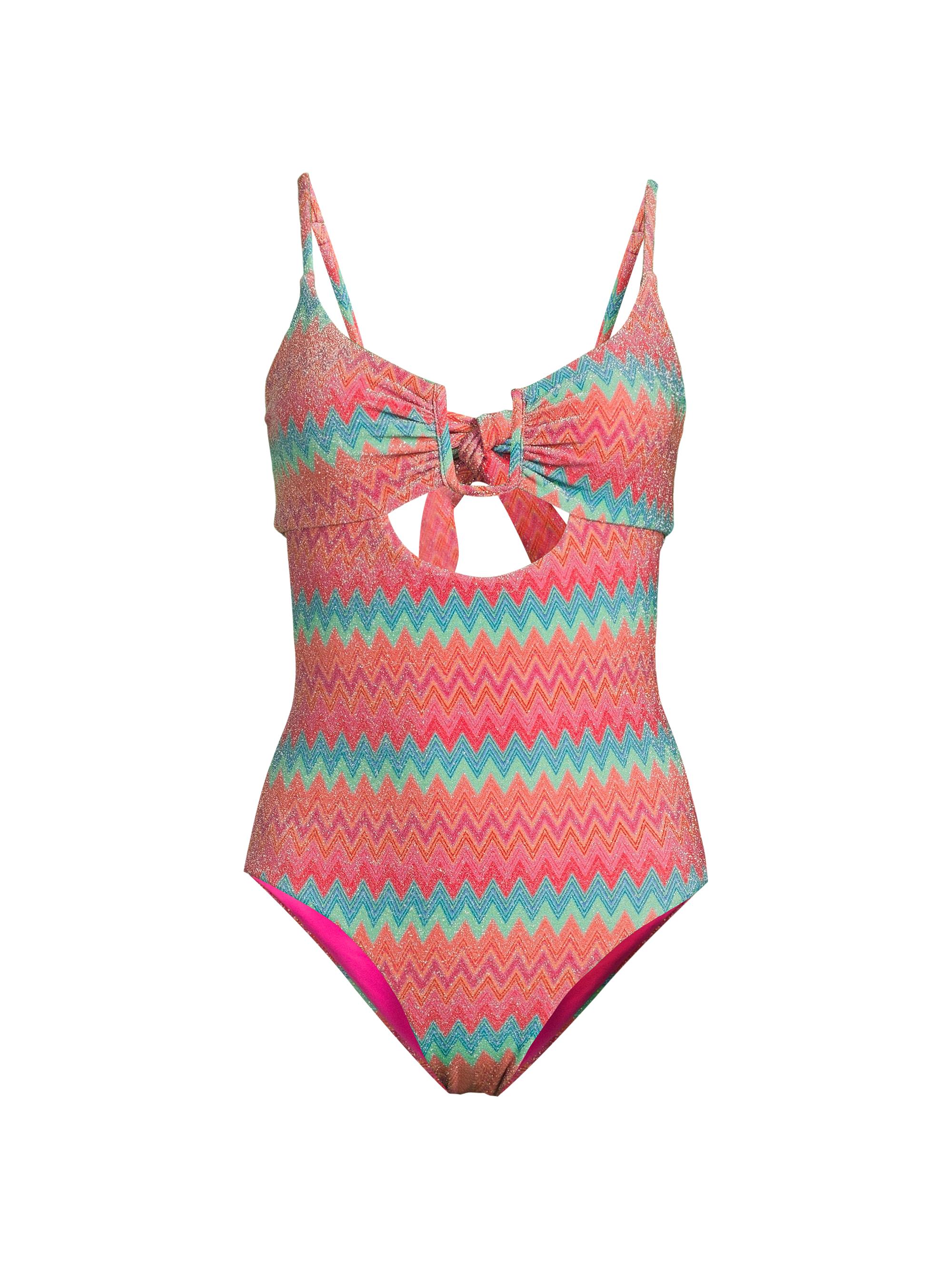 Beach Riot Women's Lindy Metallic Chevron One-Piece Swimsuit - Strawberry Ice Chevron