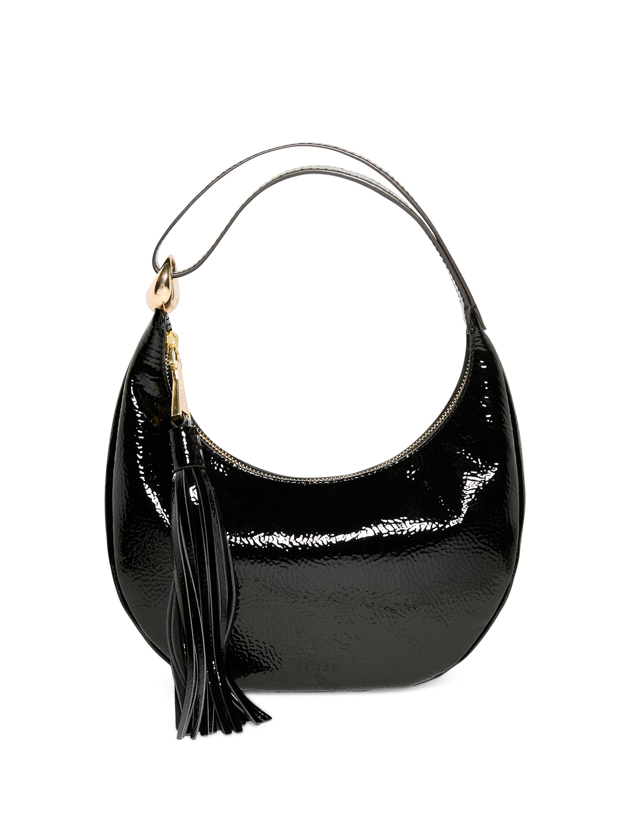 Aimee Kestenberg Women's Bloom Leather Bean Top Handle Bag - Black Crinkle Patent