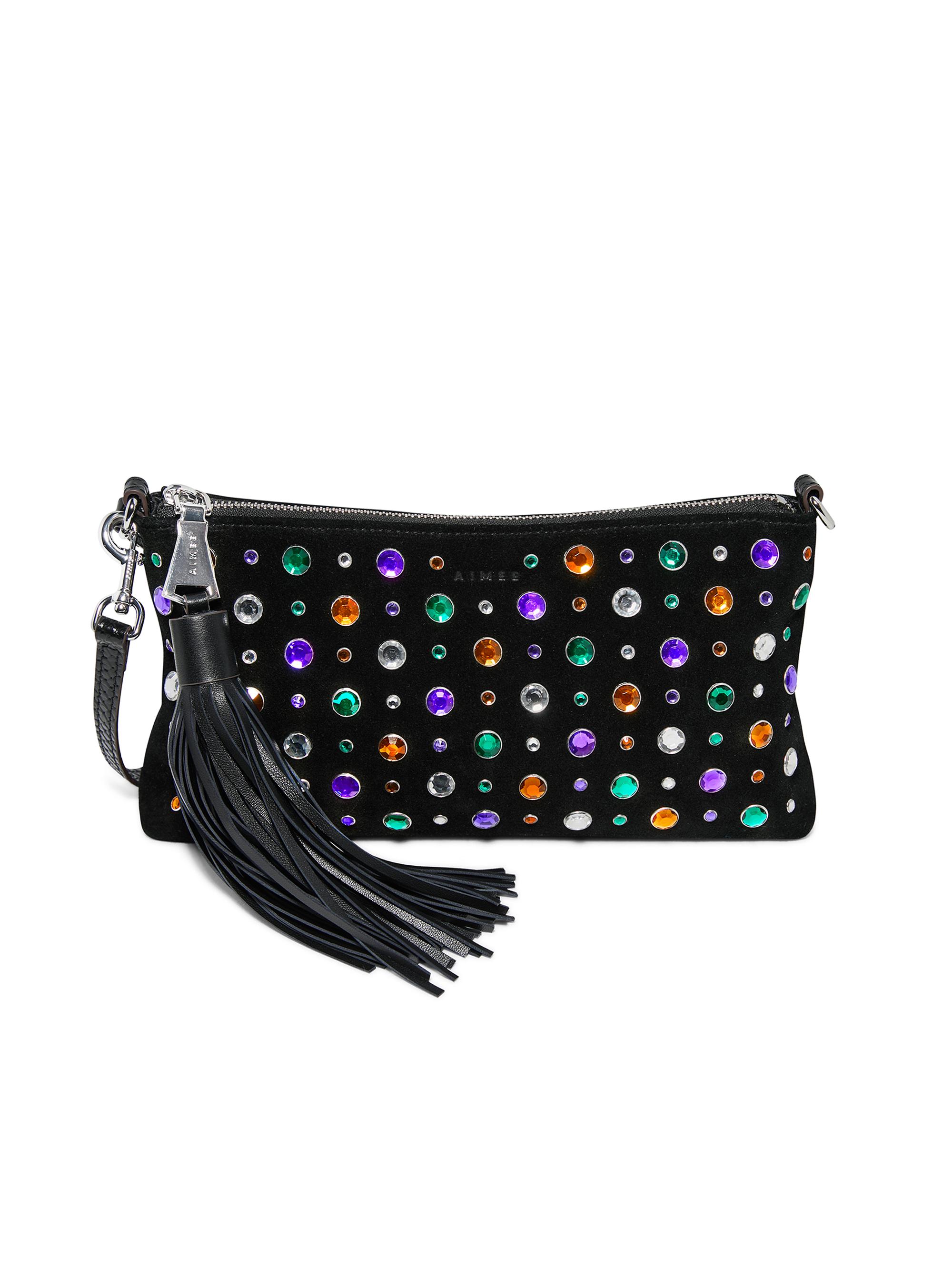 Aimee Kestenberg Women's Onyx Hour Zip Suede Clutch - Multi Jewels