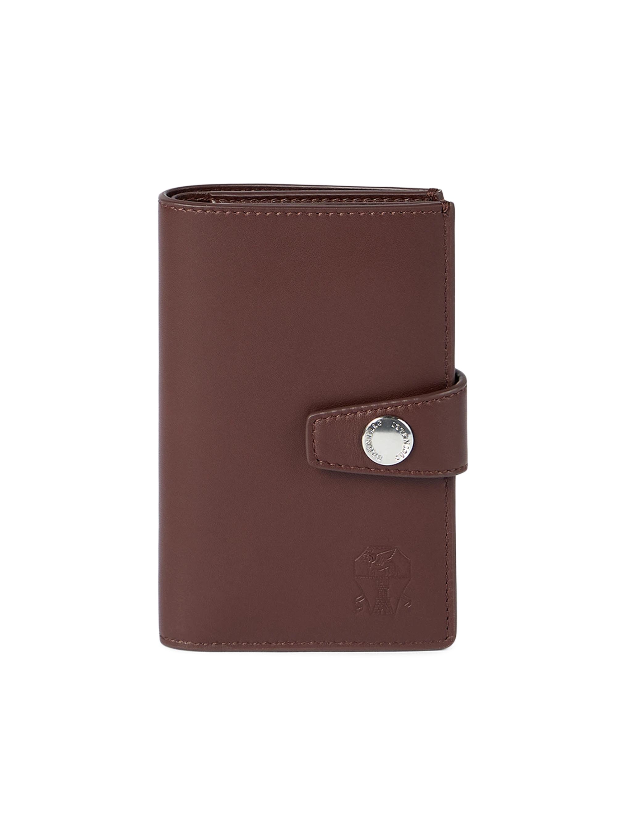 Brunello Cucinelli Men's Smooth Calfskin Wallet with Zipper - Brown
