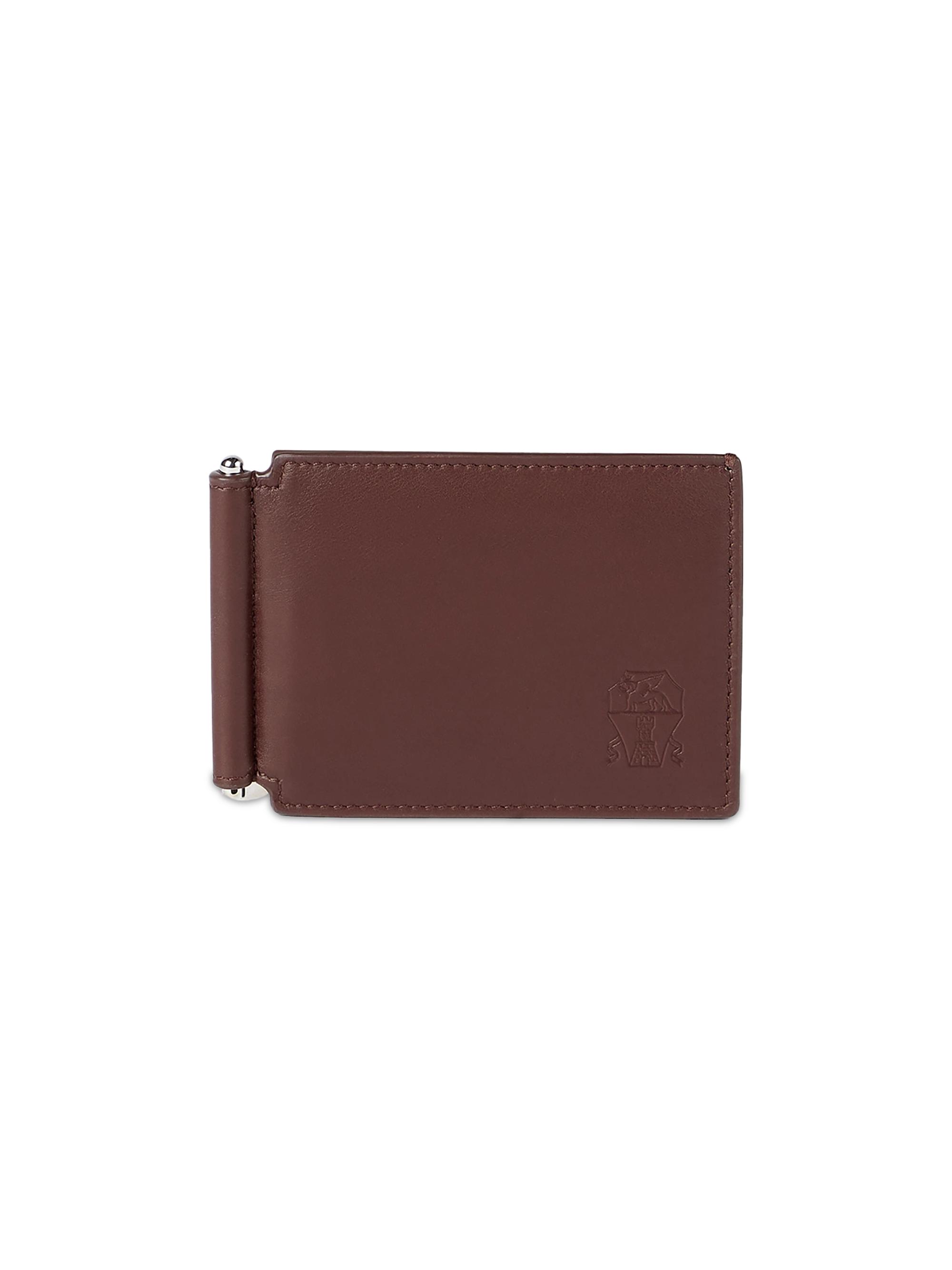 Brunello Cucinelli Men's Smooth Calfskin Money Clip Wallet - Brown