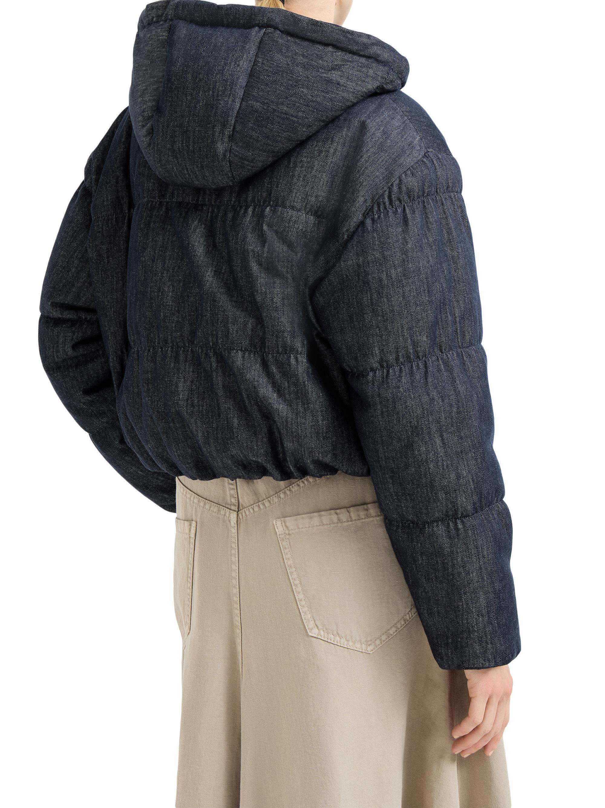 Brunello Cucinelli Cotton Denim Effect Twill Down Coat with Monili