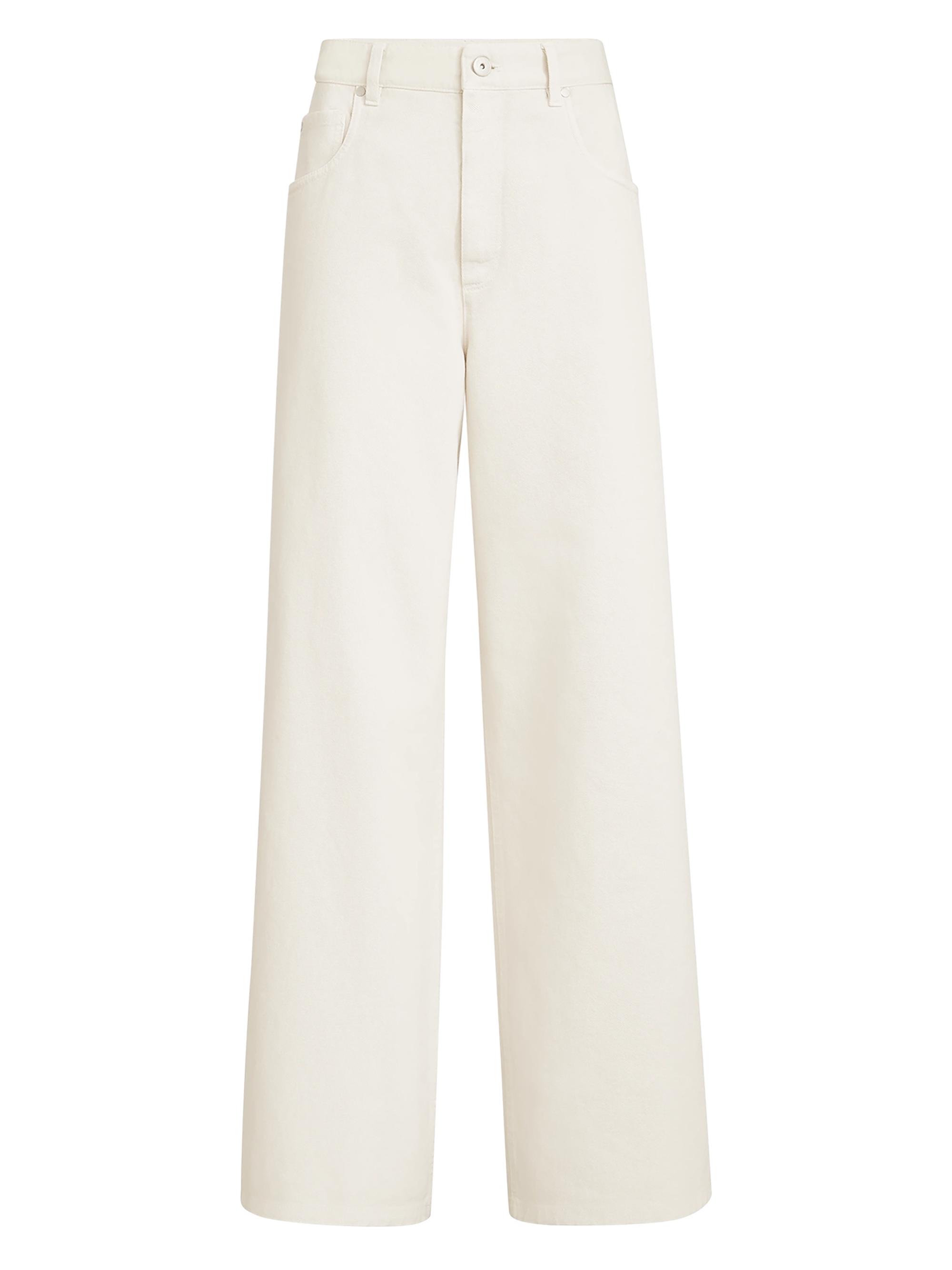 Brunello Cucinelli Women's Dyed Denim Relaxed Trousers with Monili - Chalk