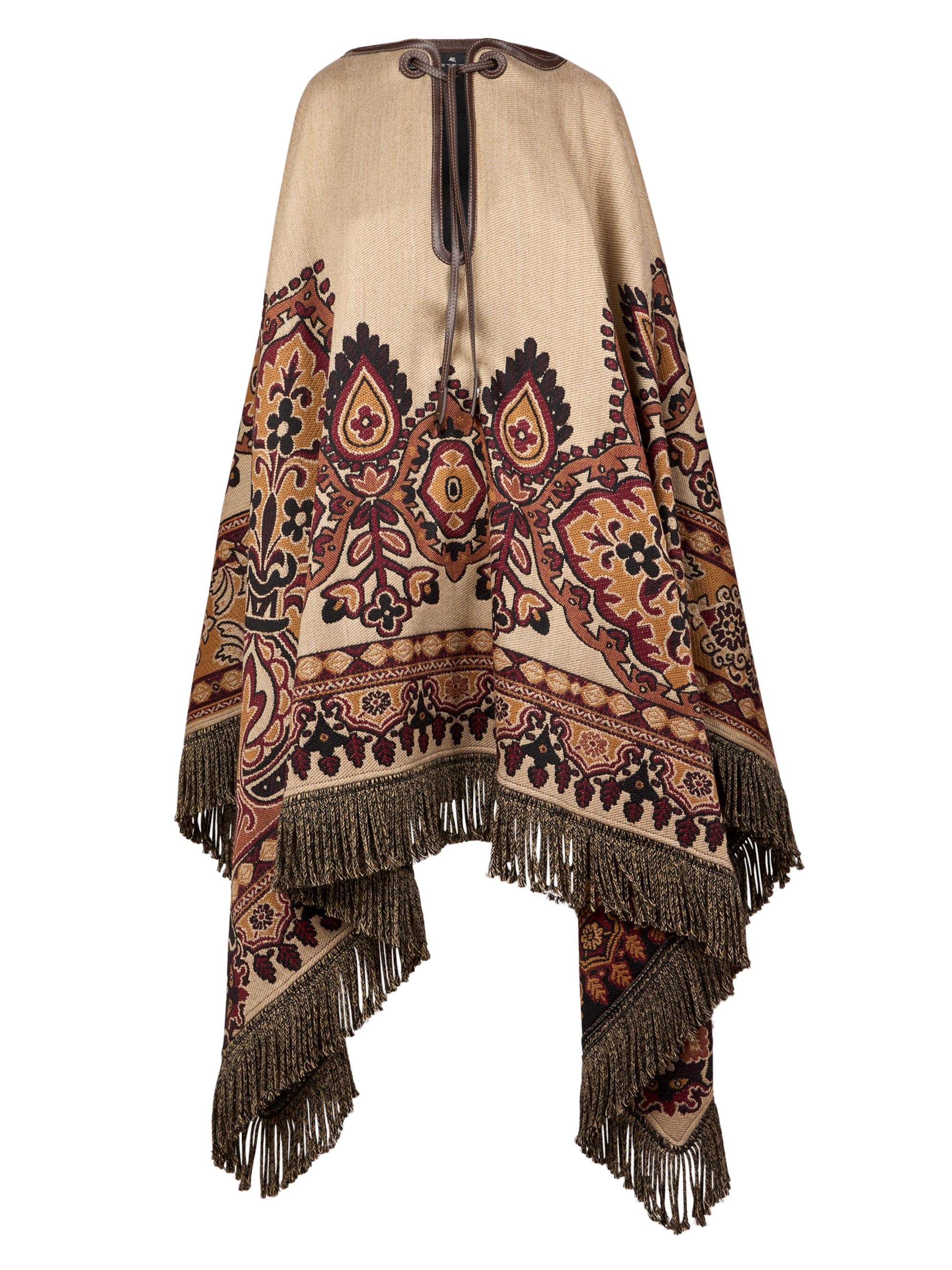 Etro Women's Fair Isle-Inspired Wool-Blend Cape - Multi Beige