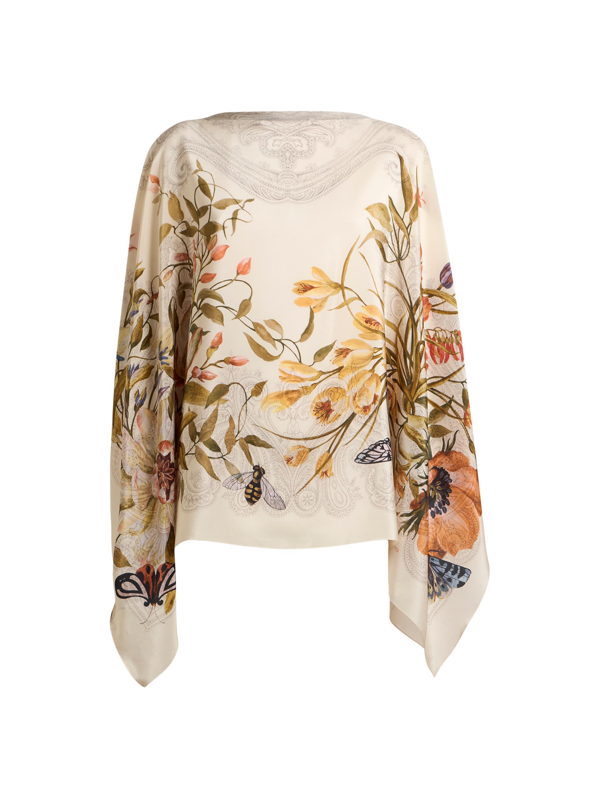 Etro Women's Floral Silk Poncho - Multi Beige