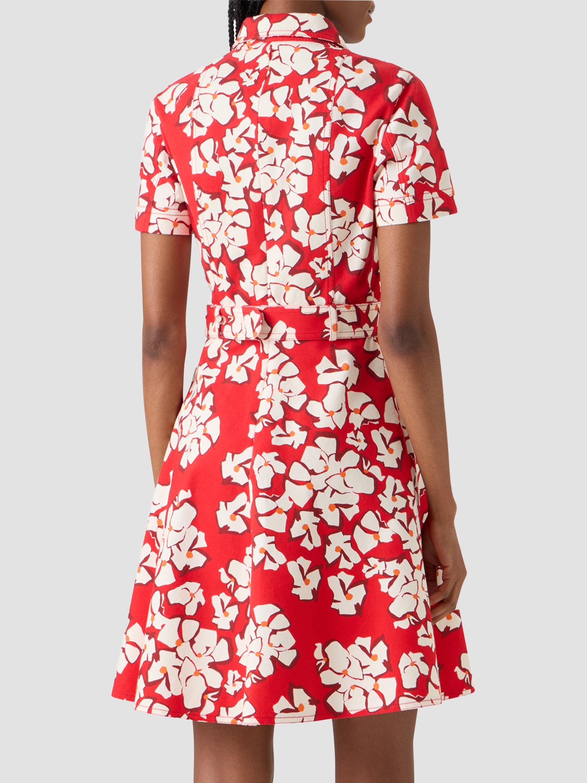 Akris punto Women's Paper-Cut Flower Print Cotton Mini Shirtdress - Red Cream | Thumbnail 3