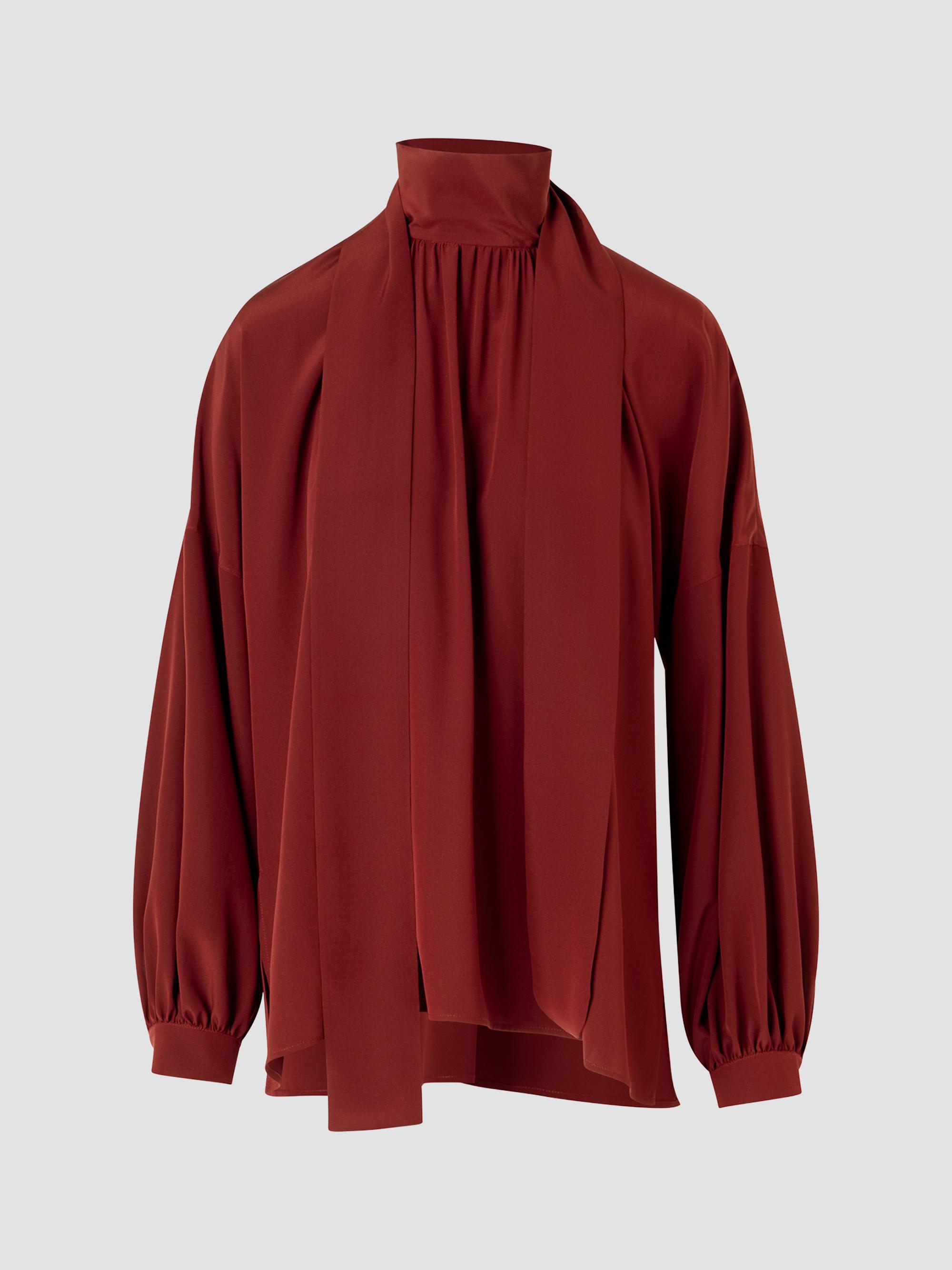 Akris punto Women's Silk Crepe de Chine Bow Blouse - Pomegranate