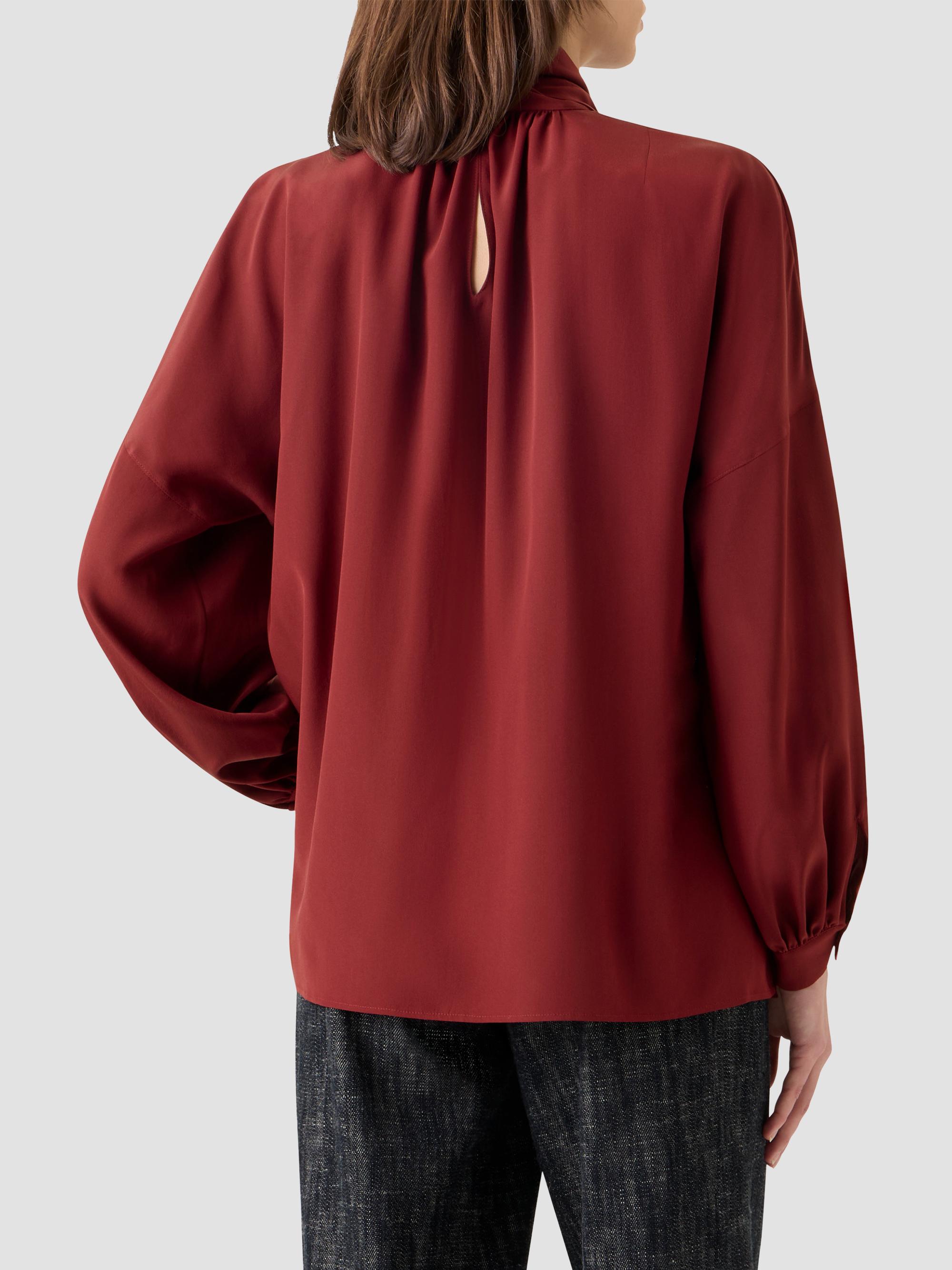Akris punto Women's Silk Crepe de Chine Bow Blouse - Pomegranate | Thumbnail 4