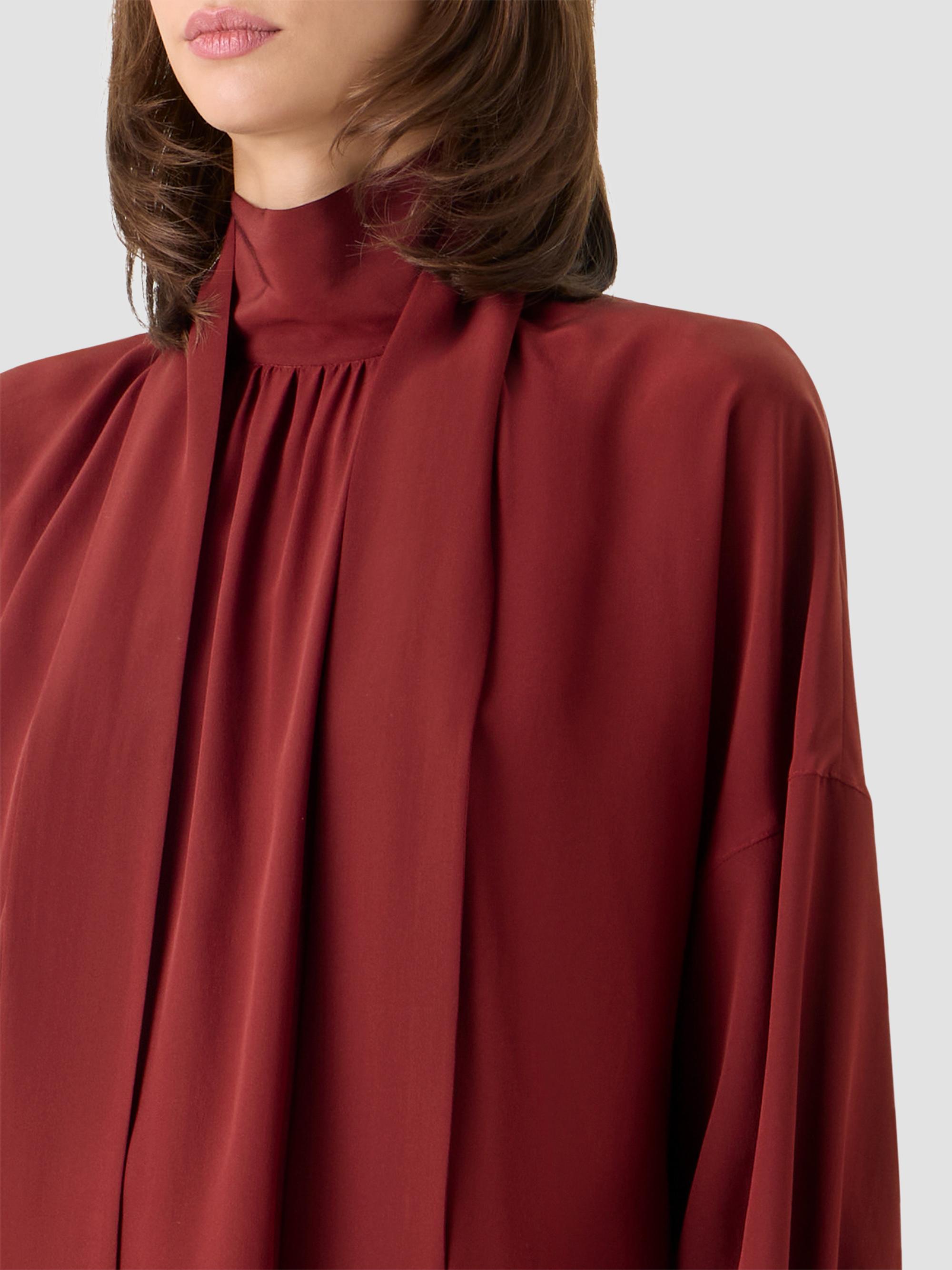 Akris punto Women's Silk Crepe de Chine Bow Blouse - Pomegranate | Thumbnail 6