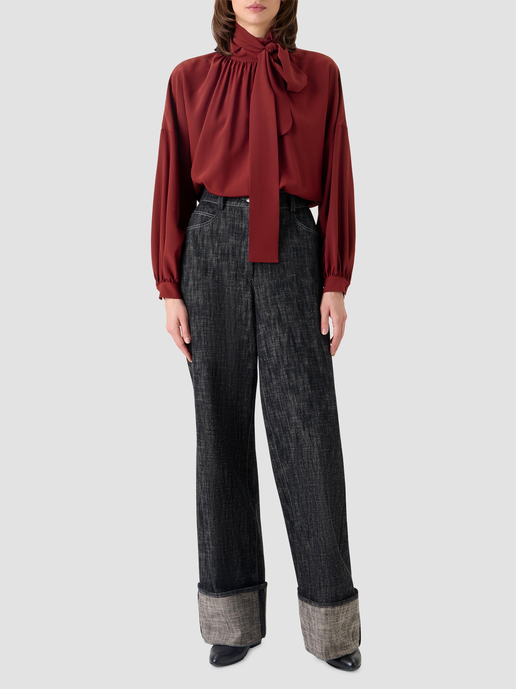 Akris punto Women's Silk Crepe de Chine Bow Blouse - Pomegranate | Thumbnail 2