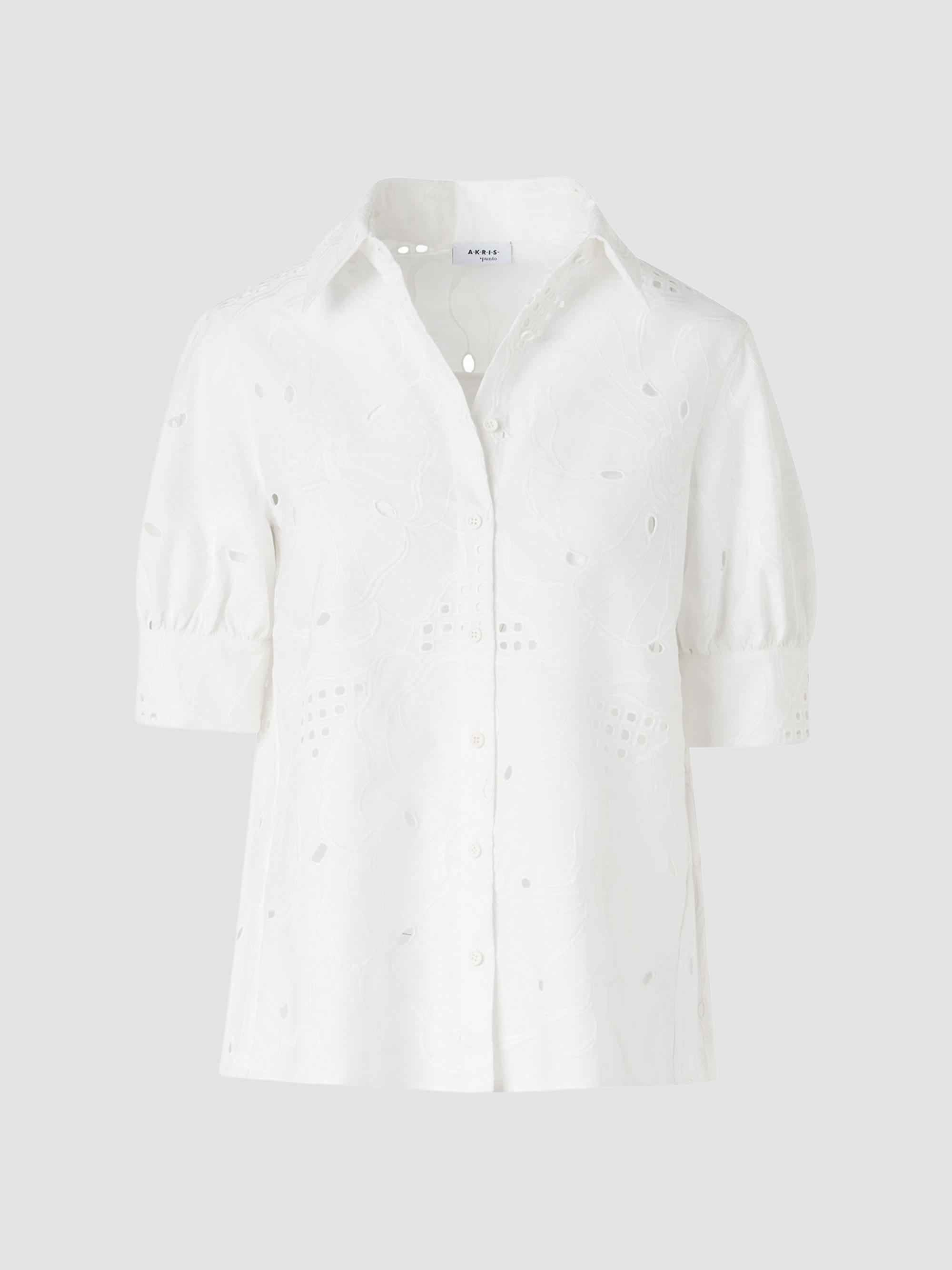 Akris punto Women's Floral-Embroidered Eyelet Shirt - Cream | Thumbnail 7