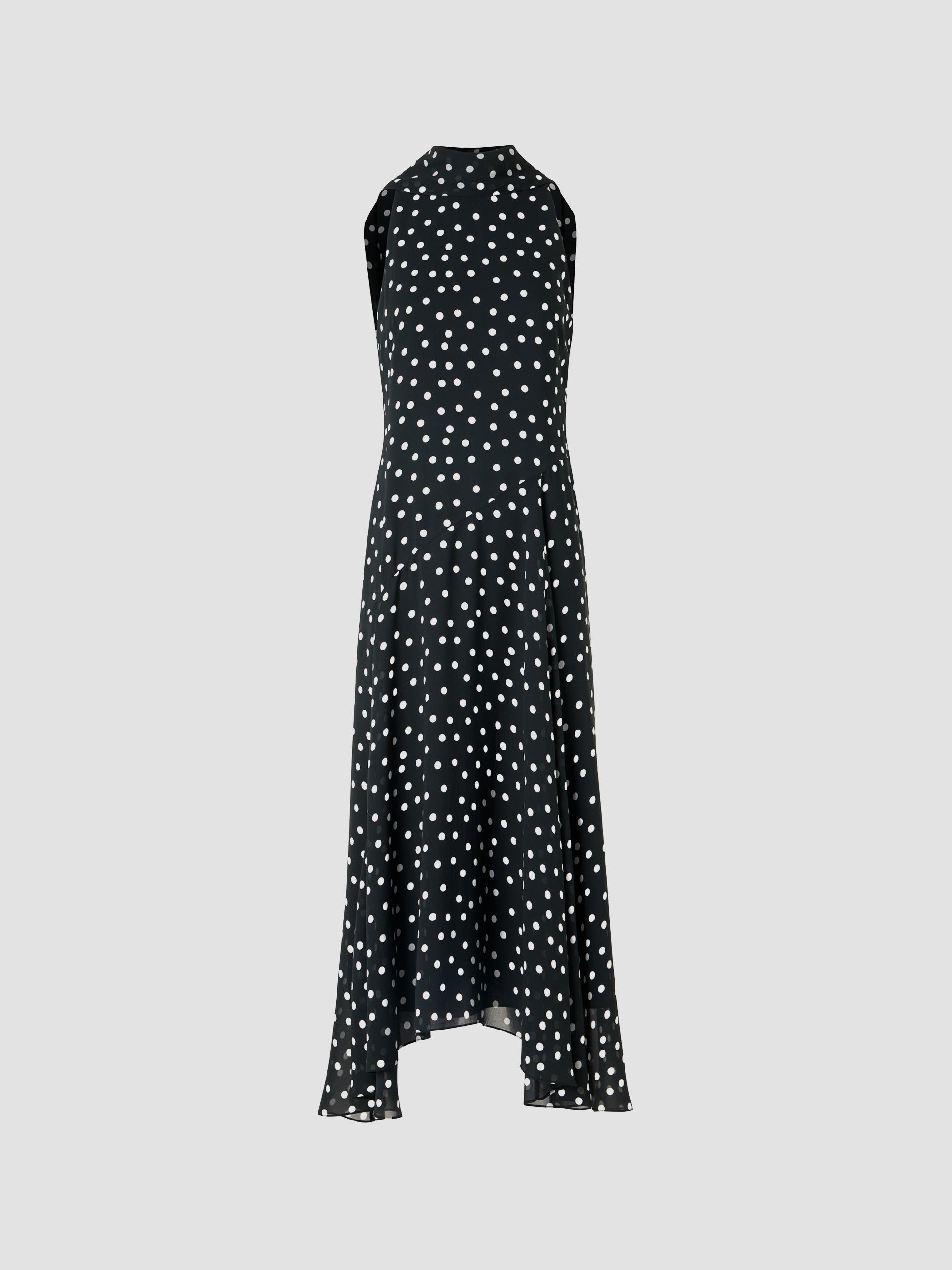 Akris punto Women's Polka Dot Georgette Midi Dress - Black Cream