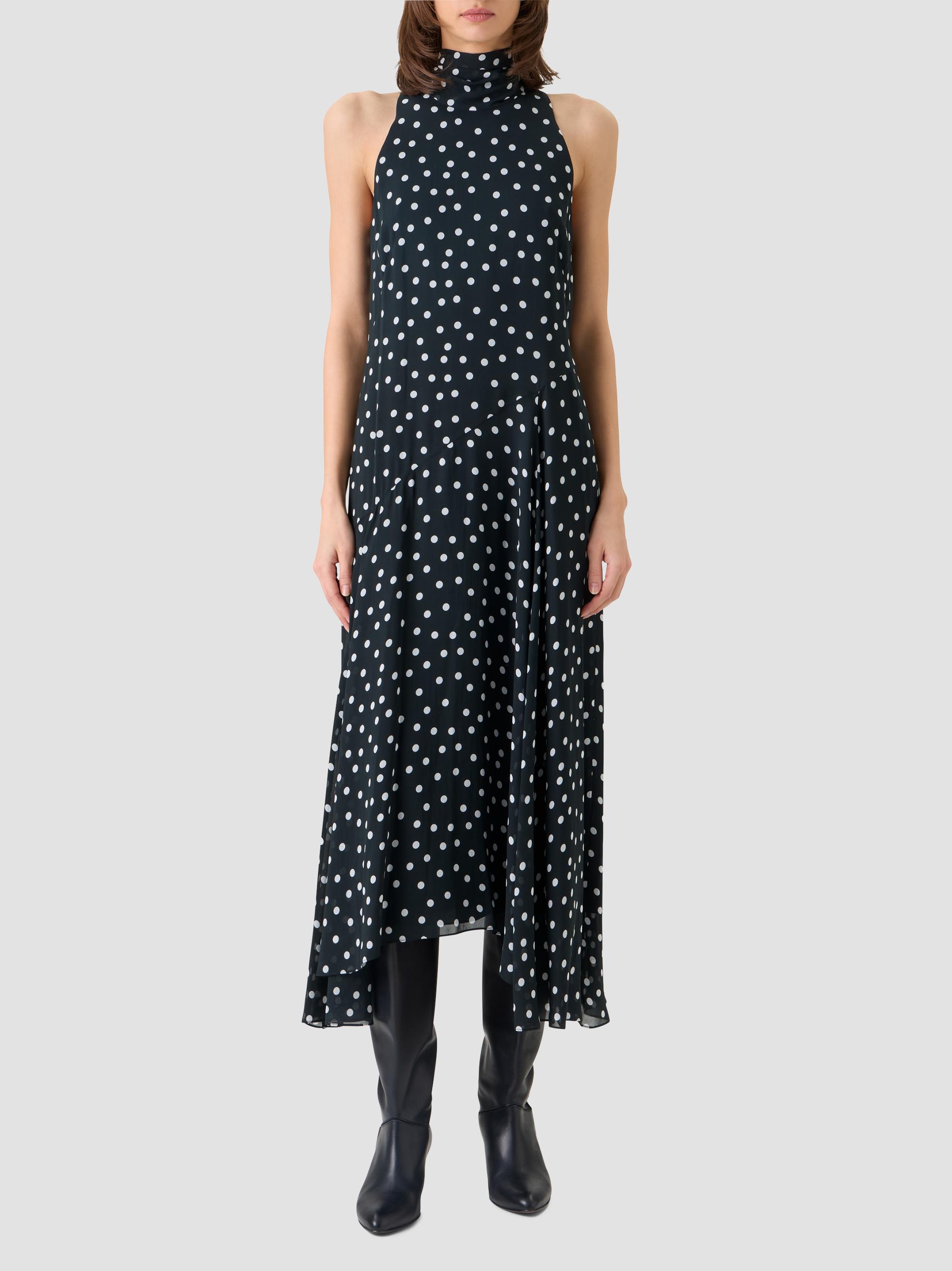 Akris punto Women's Polka Dot Georgette Midi Dress - Black Cream | Thumbnail 4