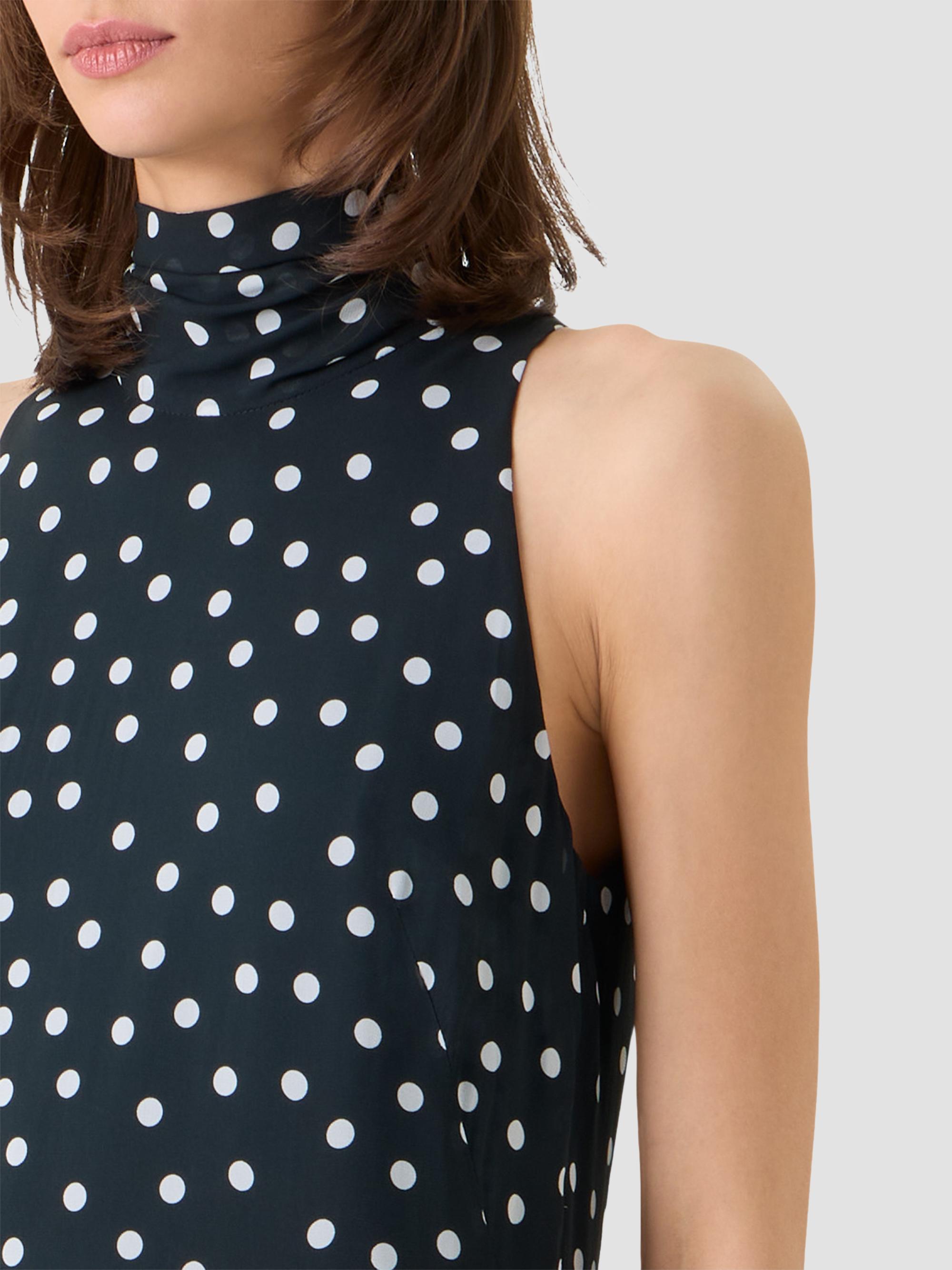 Akris punto Women's Polka Dot Georgette Midi Dress - Black Cream | Thumbnail 5