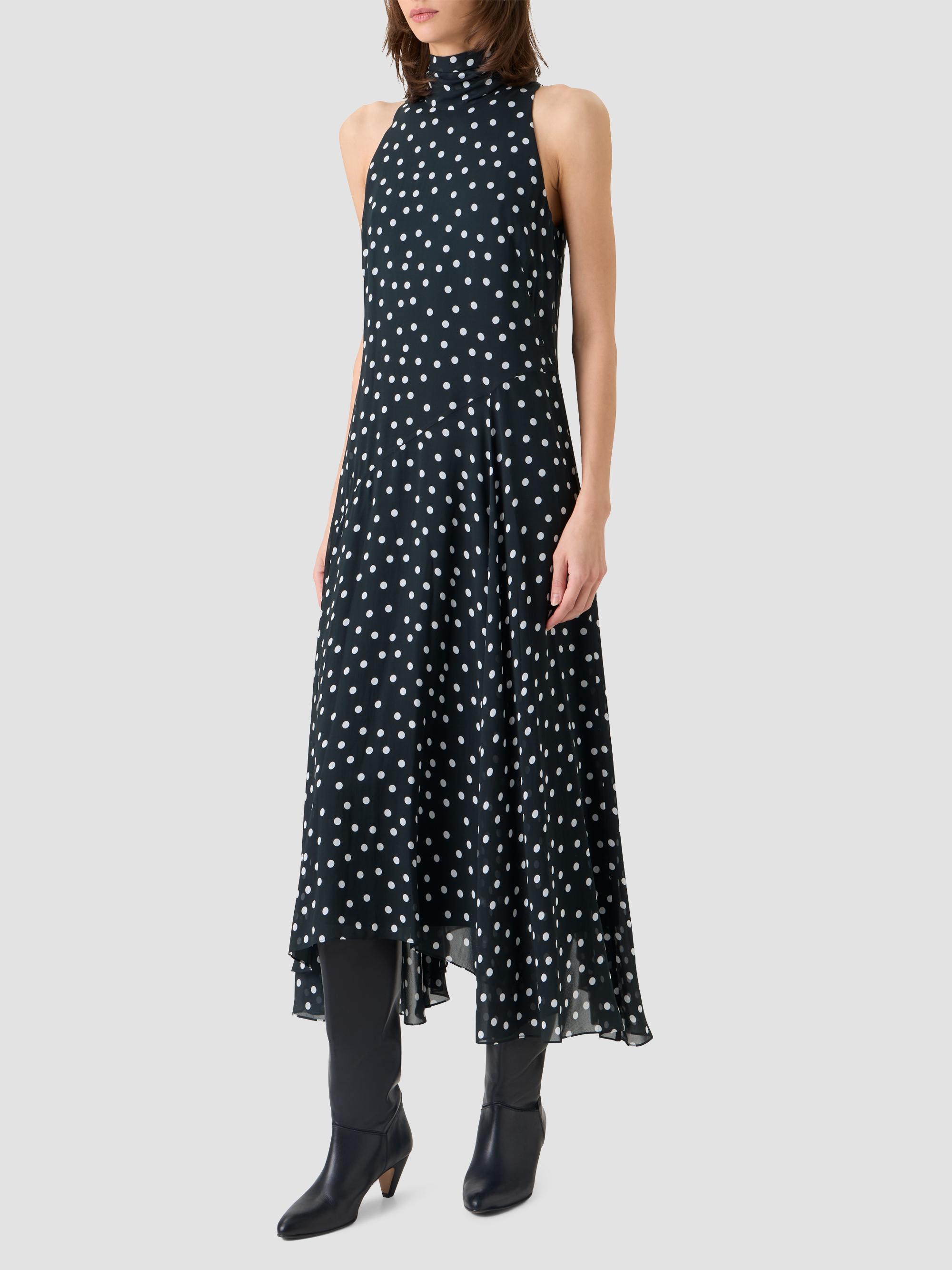 Akris punto Women's Polka Dot Georgette Midi Dress - Black Cream | Thumbnail 6