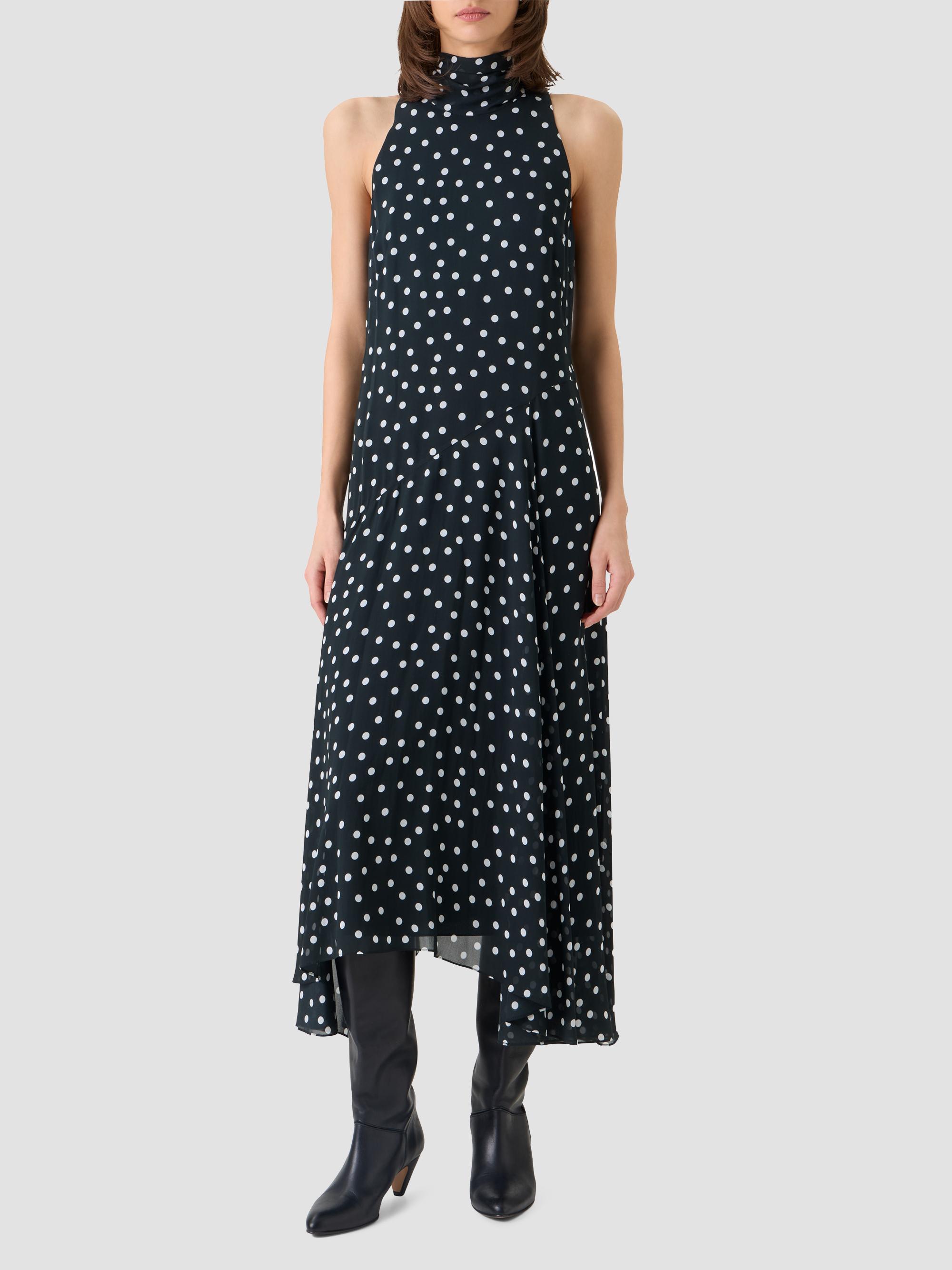 Akris punto Women's Polka Dot Georgette Midi Dress - Black Cream | Thumbnail 2
