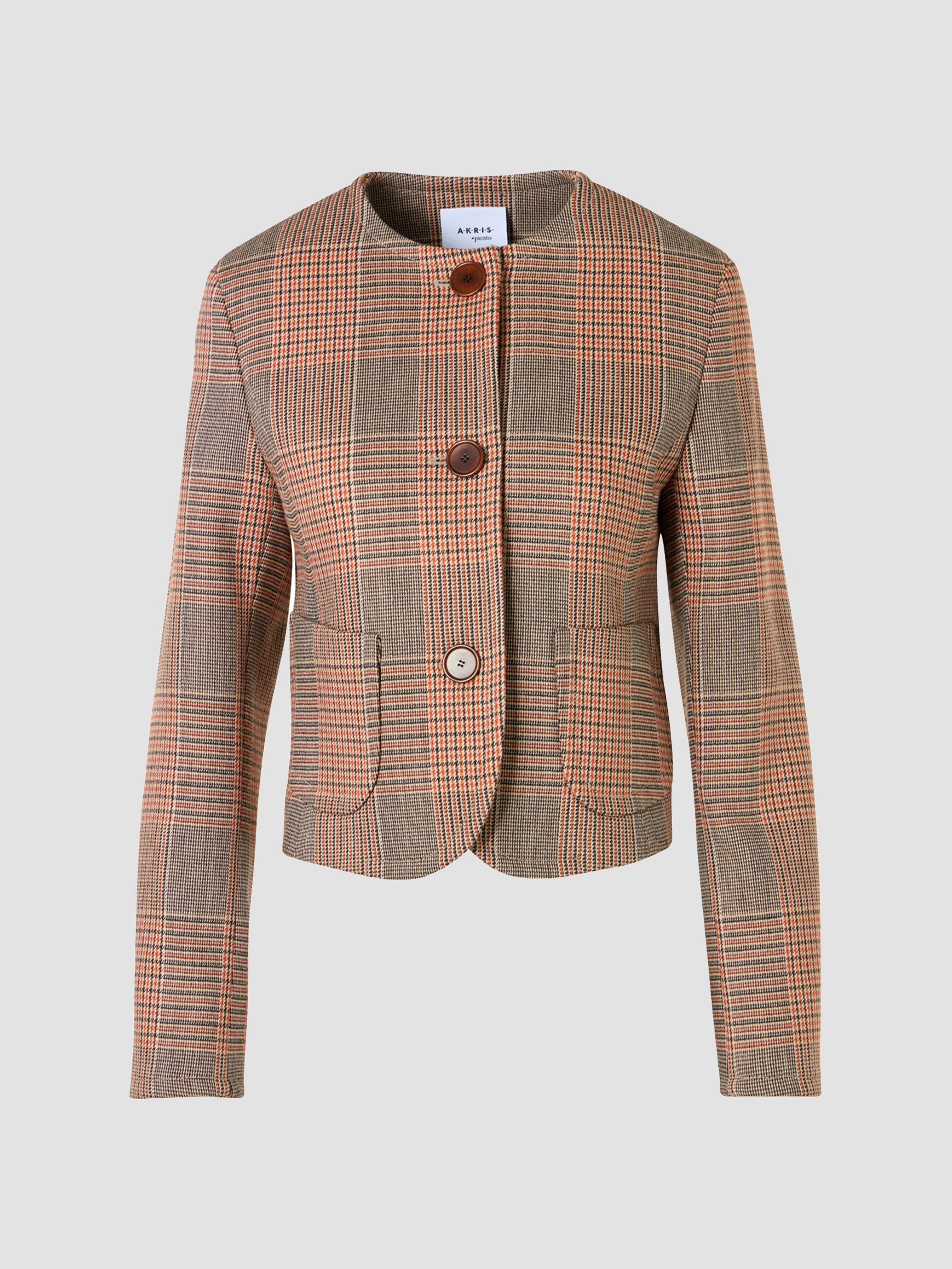 Akris punto Women's Glen Check Virgin Wool-Blend Jacket - Beige Mocca Orange