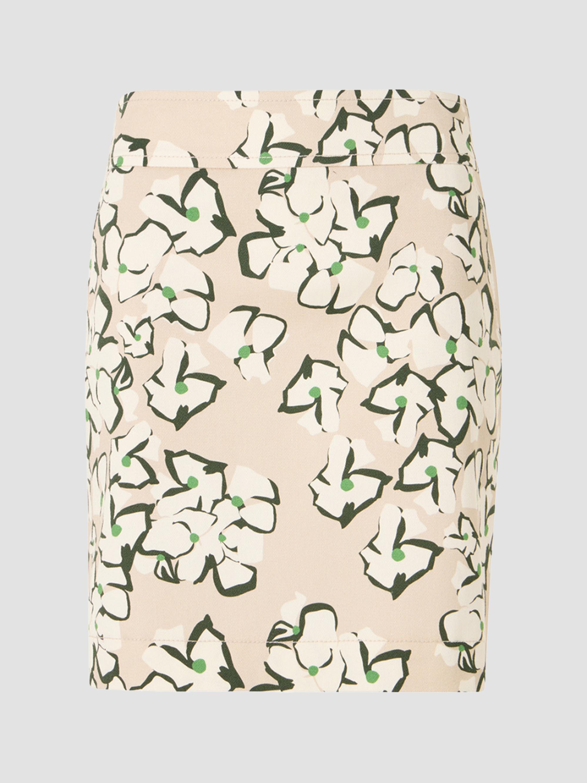 Akris punto Women's Papercut Floral Denim Mini Skirt - Beige Cream Olive | Thumbnail 6