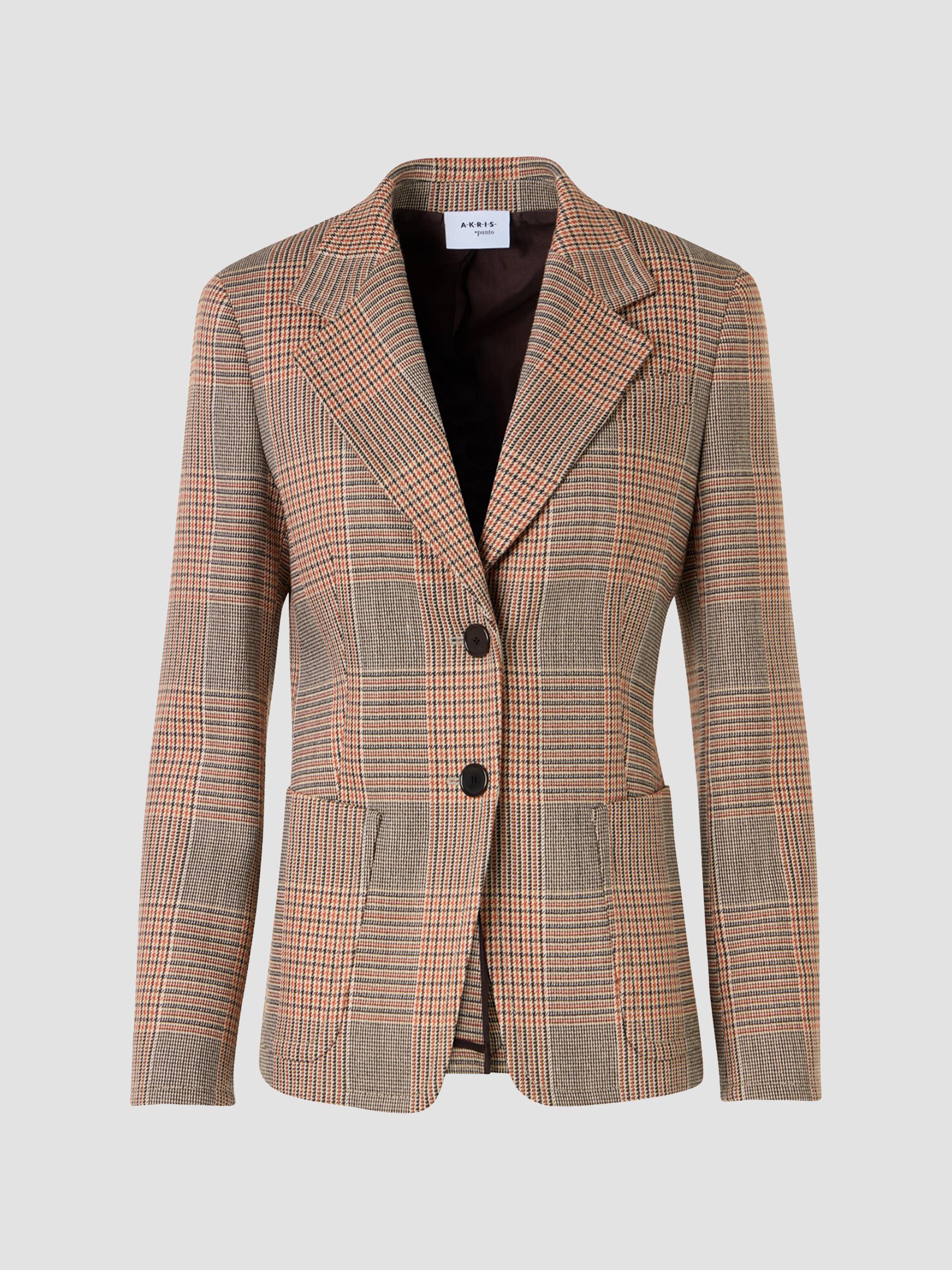 Akris punto Women's Glen Check Tailored Wool-Blend Blazer - Beige Mocca Orange