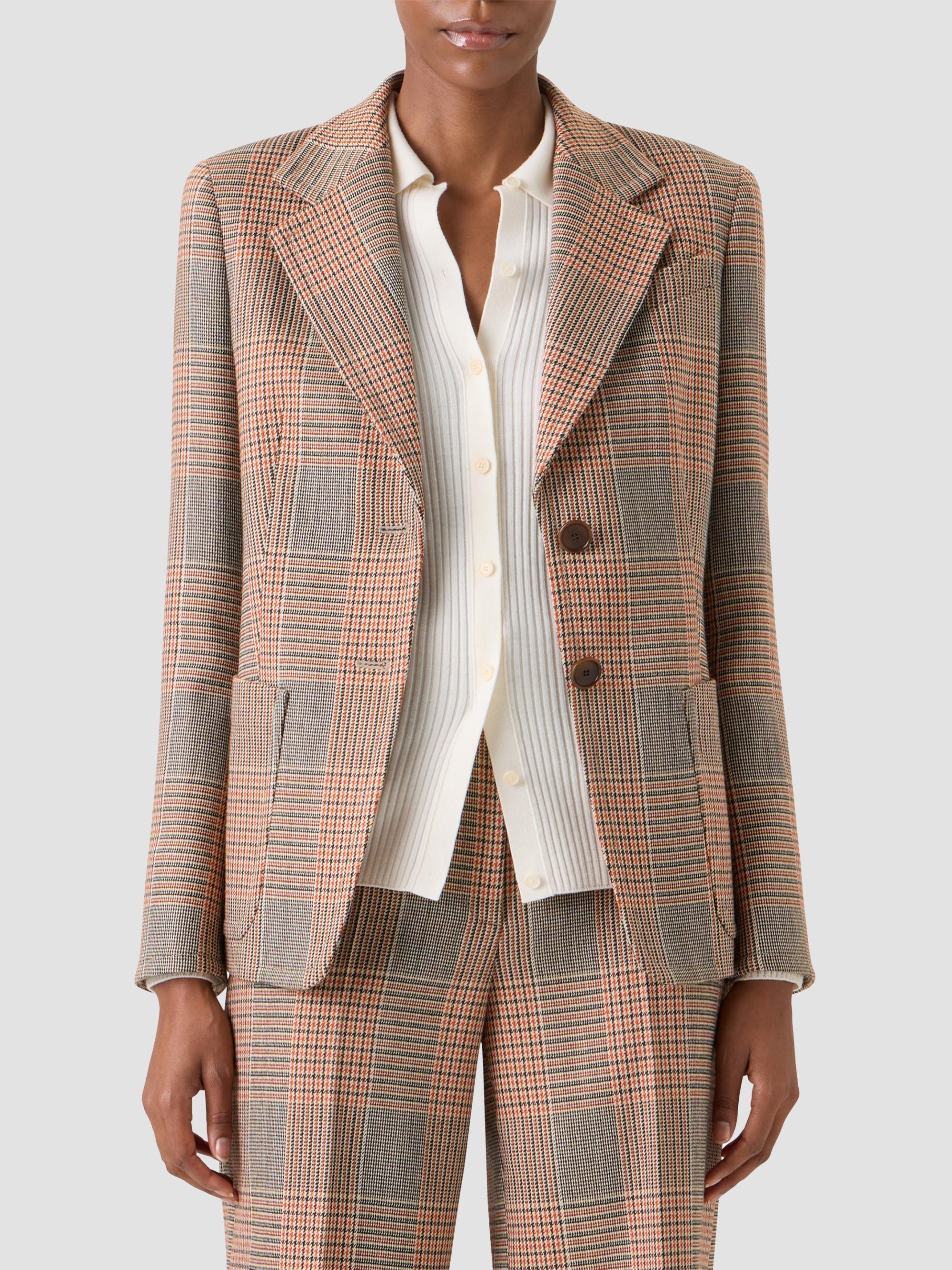 Akris punto Women's Glen Check Tailored Wool-Blend Blazer - Beige Mocca Orange | Thumbnail 4