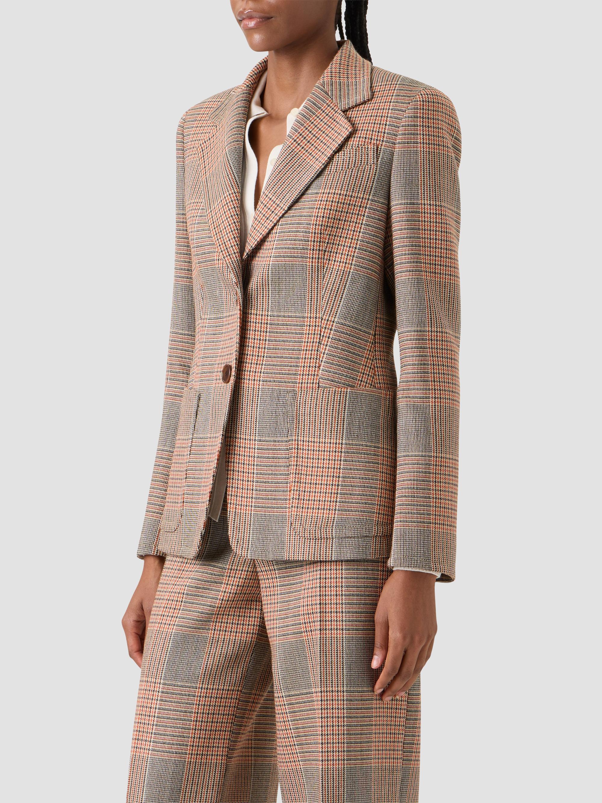 Akris punto Women's Glen Check Tailored Wool-Blend Blazer - Beige Mocca Orange | Thumbnail 6