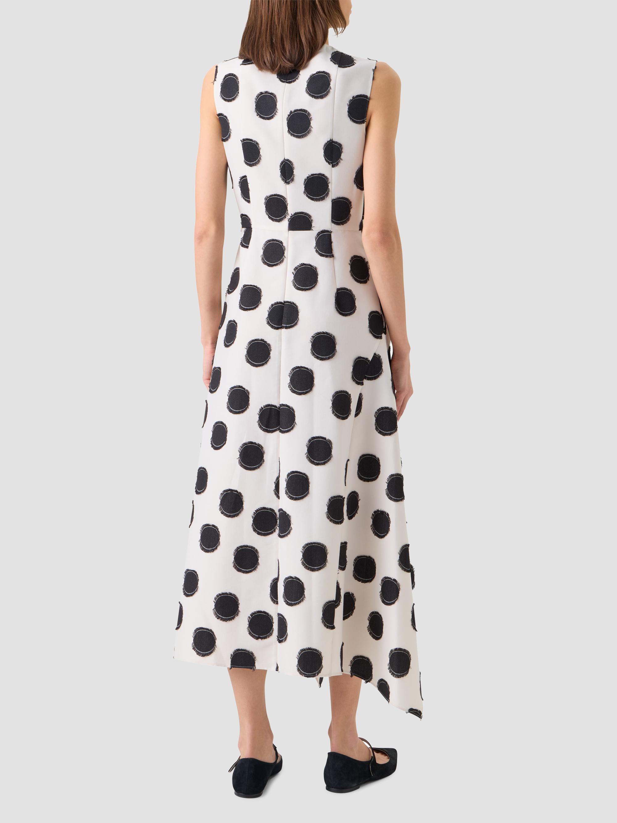 Akris punto Women's Asymmetric Fringed Polka Dot Midi Dress - Cream Black | Thumbnail 3