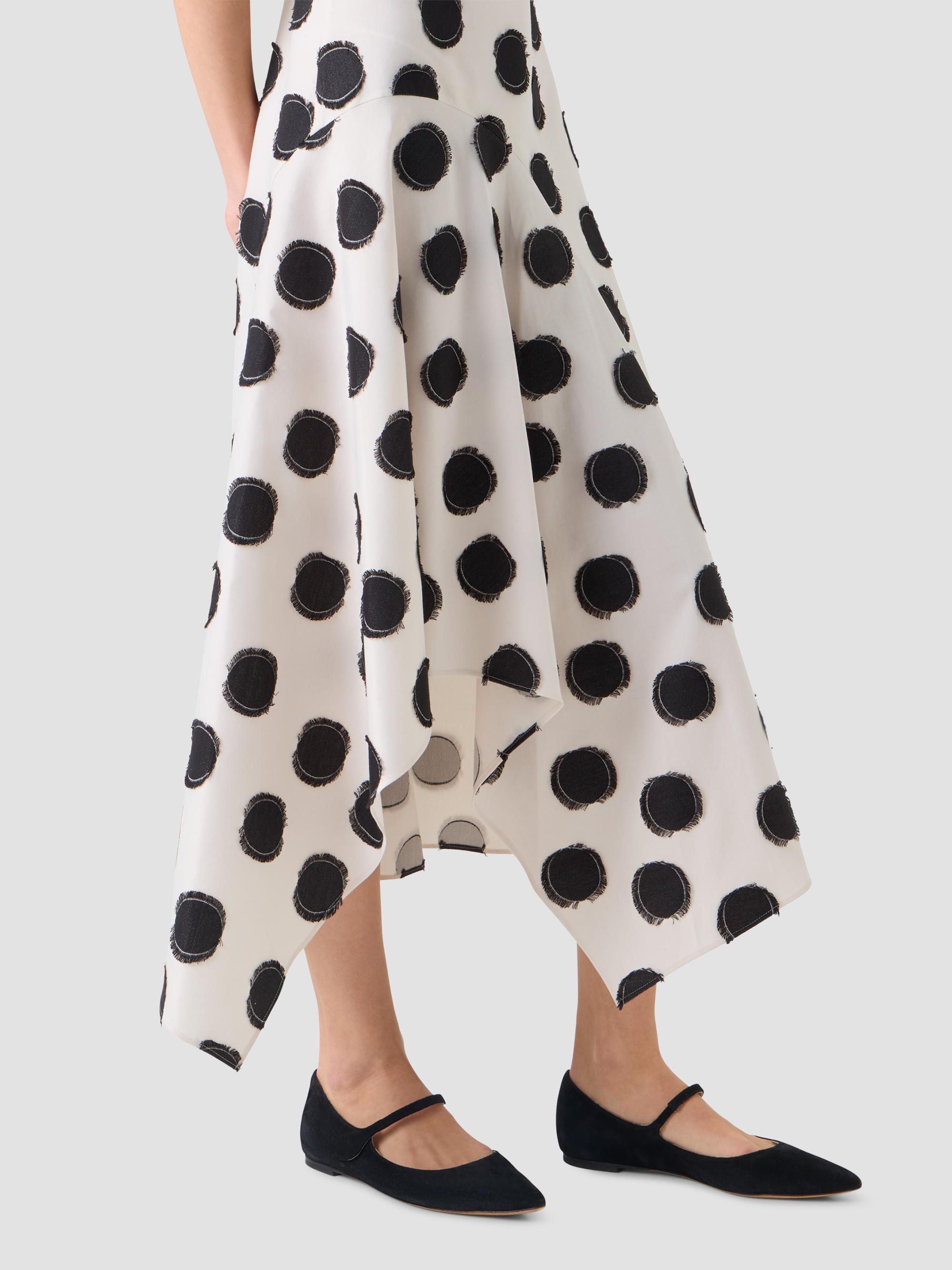 Akris punto Women's Asymmetric Fringed Polka Dot Midi Dress - Cream Black | Thumbnail 6