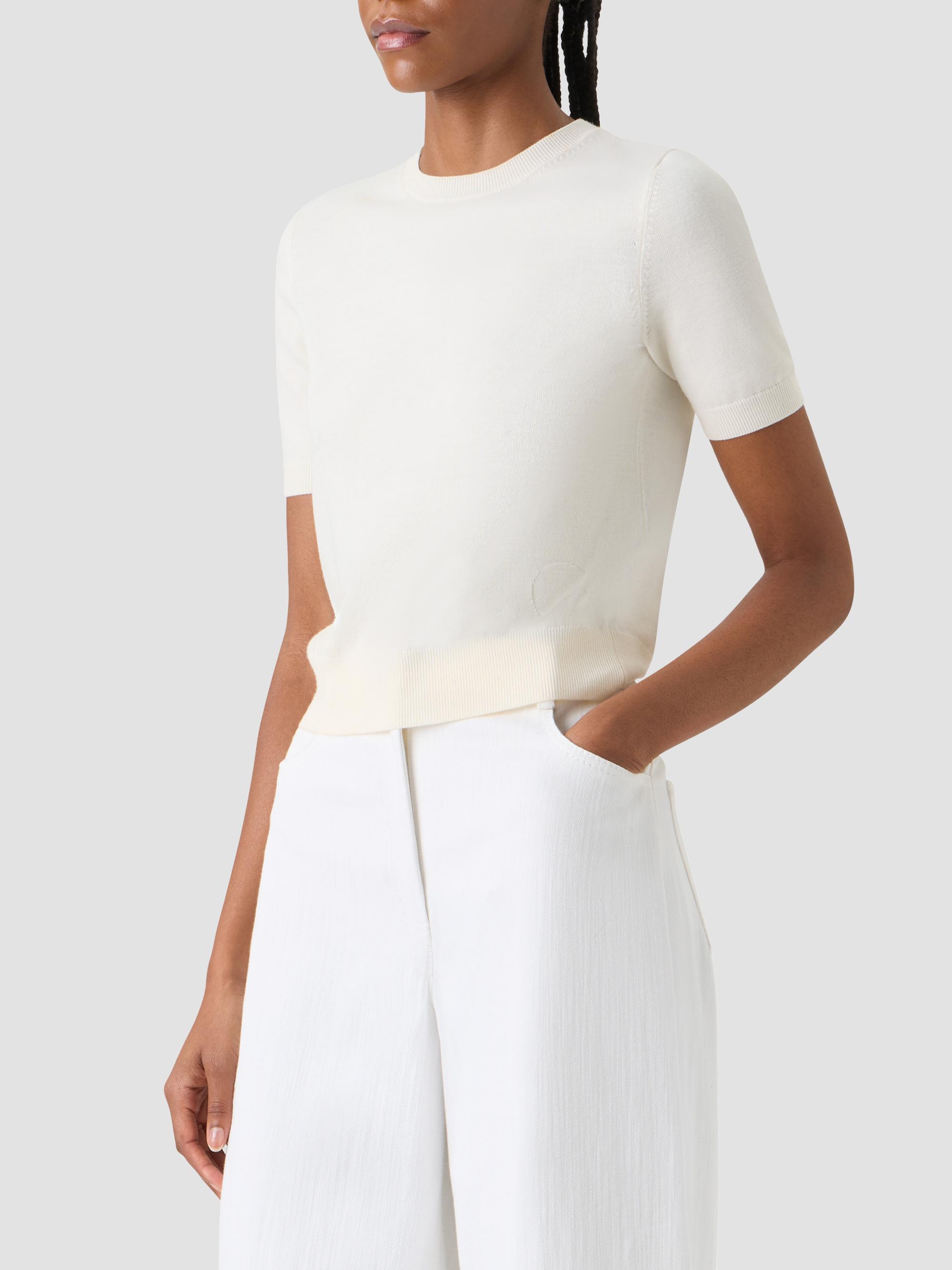 Akris punto Women's Relaxed Wool T-Shirt - Cream | Thumbnail 6