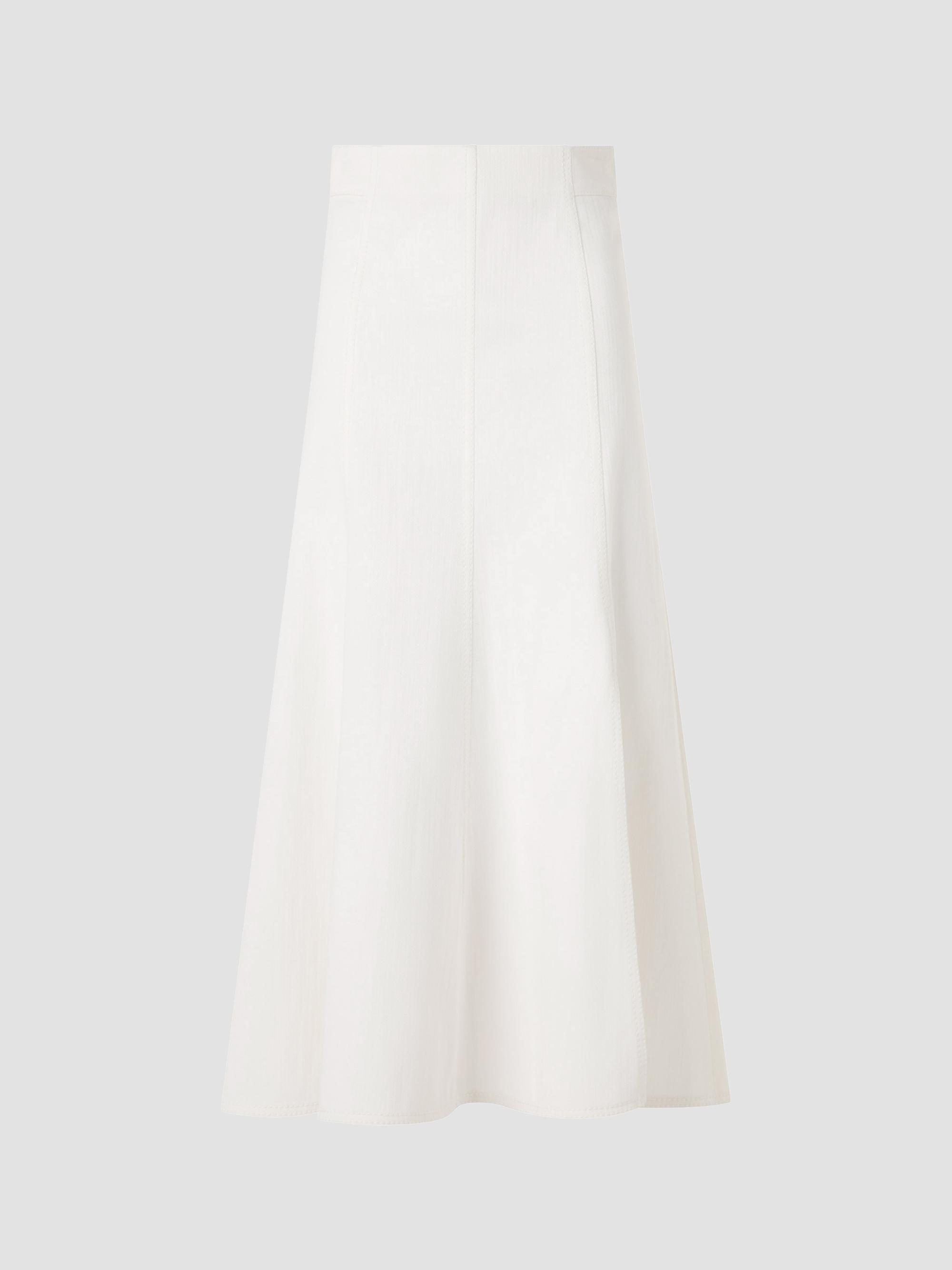 Akris punto Women's Panelled Denim Midi Skirt - Cream | Thumbnail 6
