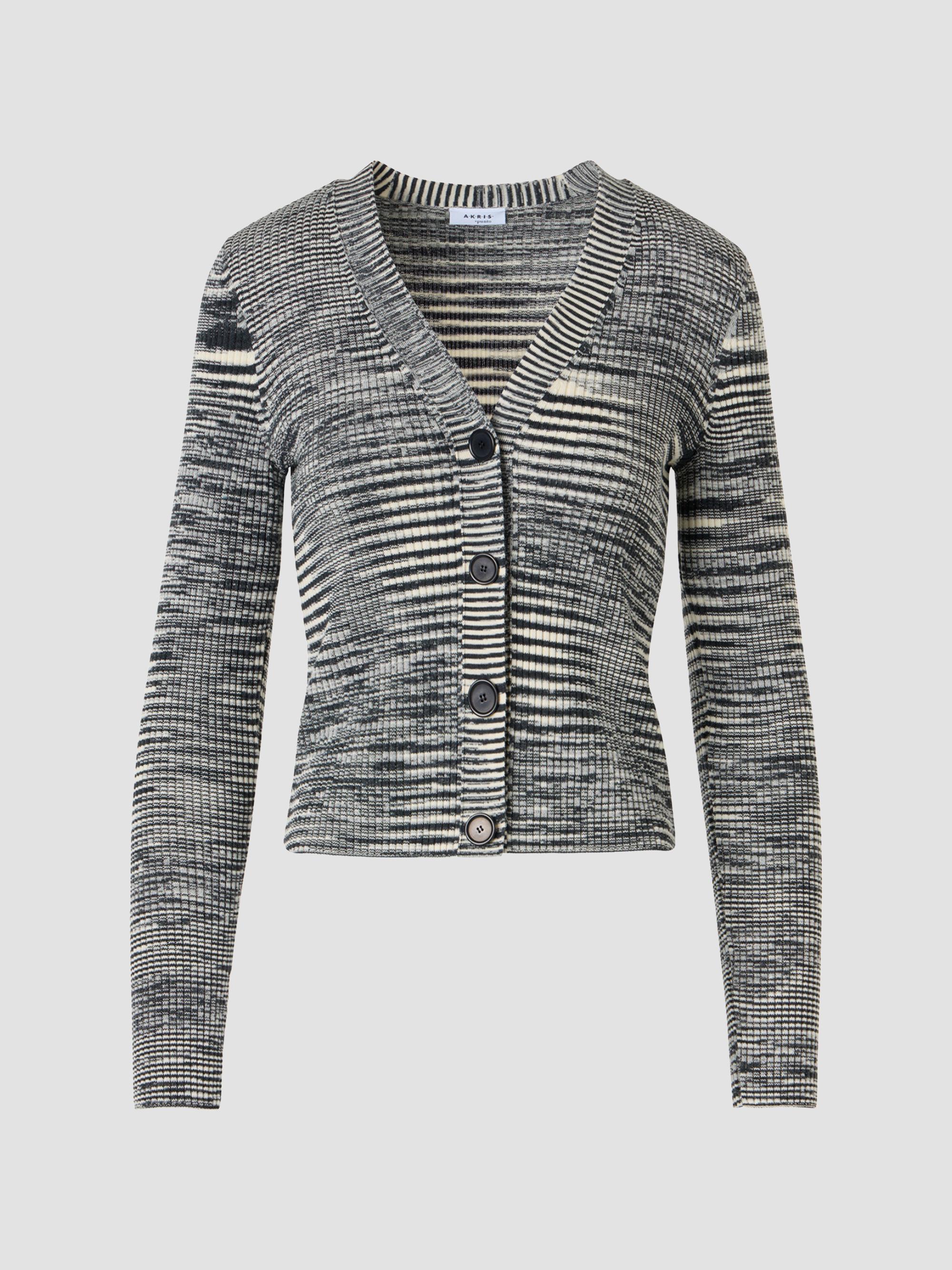 Akris punto Women's Space Dye Wool Cardigan - Black Cream