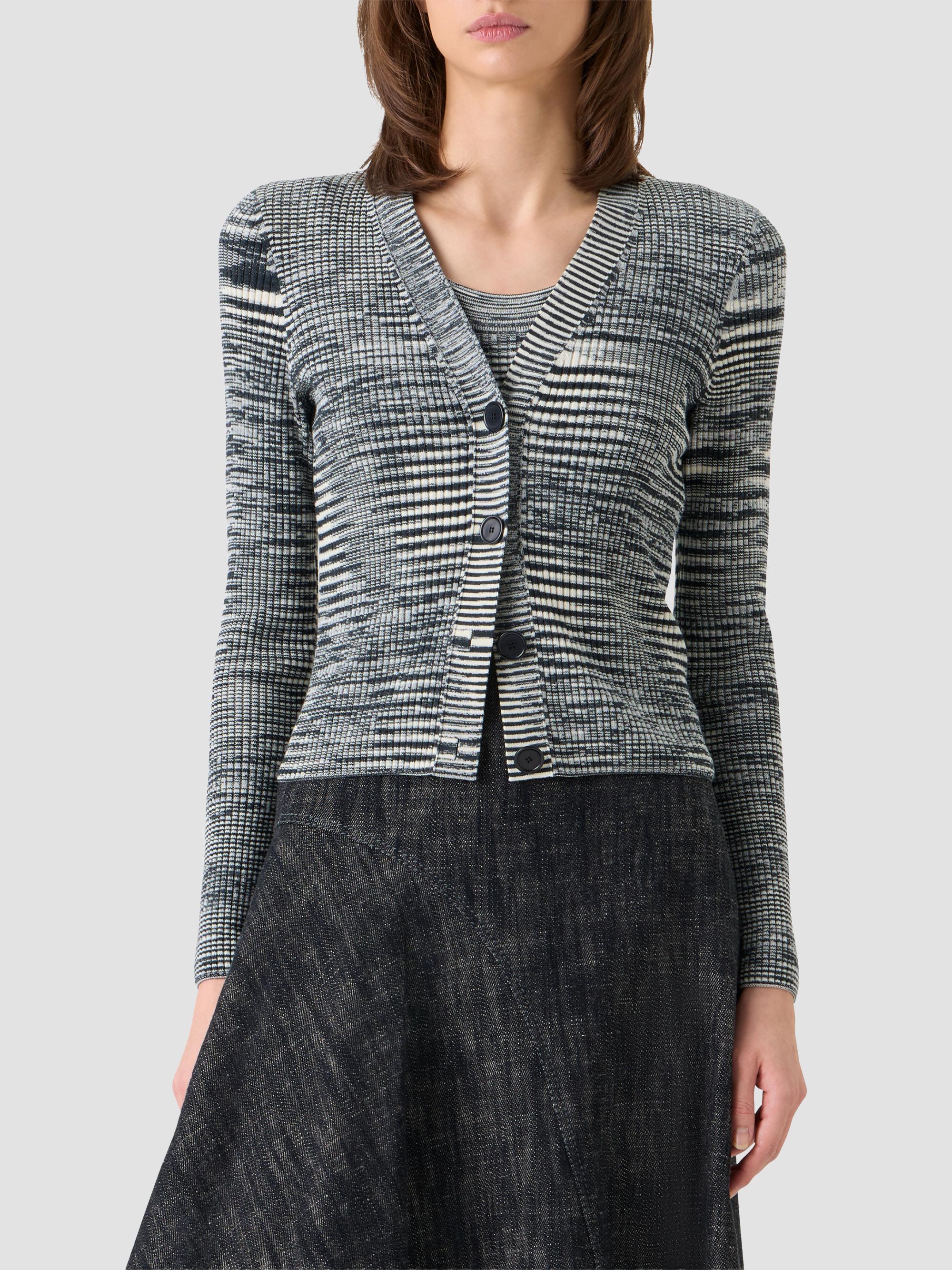 Akris punto Women's Space Dye Wool Cardigan - Black Cream | Thumbnail 4