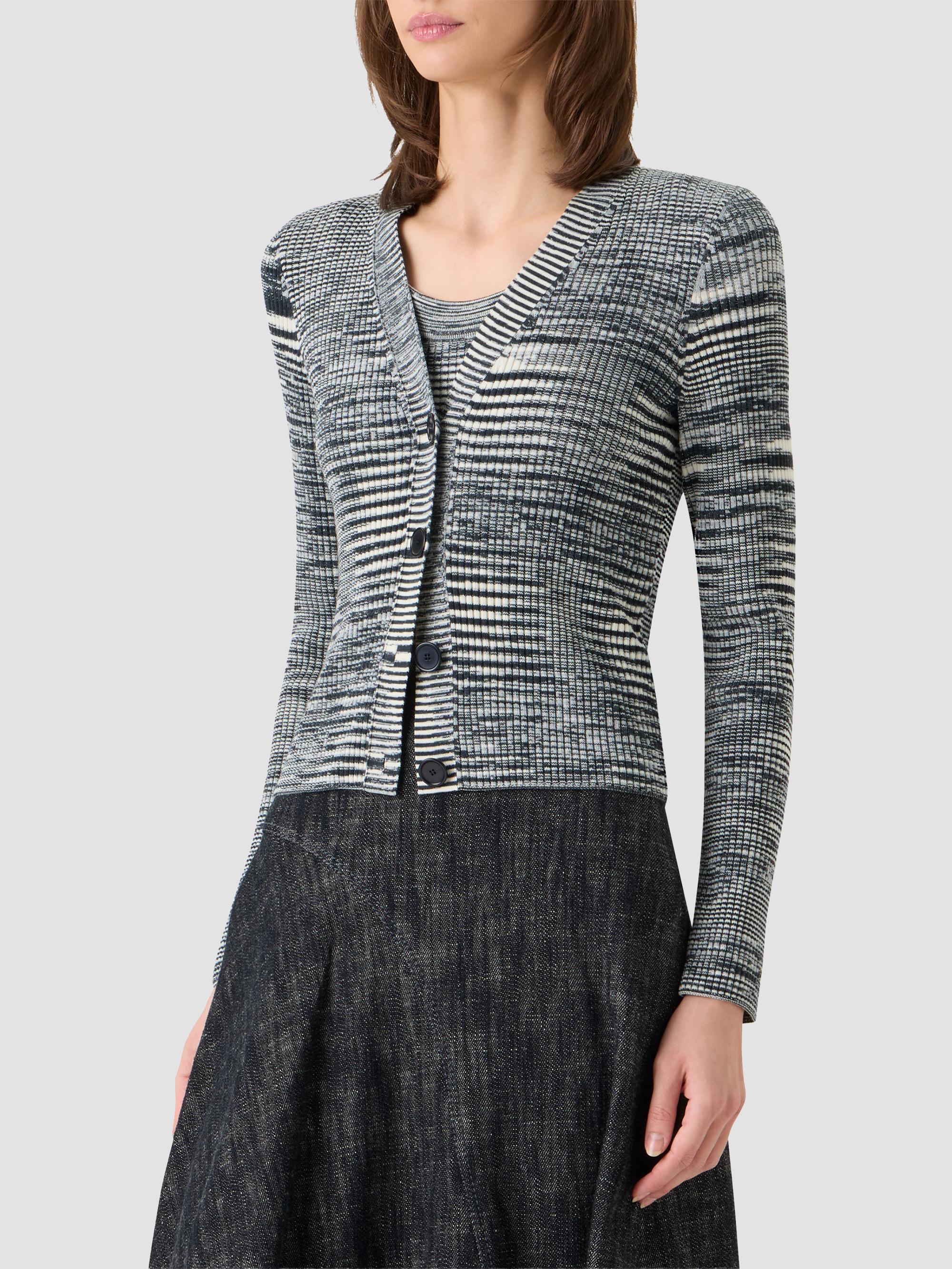 Akris punto Women's Space Dye Wool Cardigan - Black Cream | Thumbnail 6