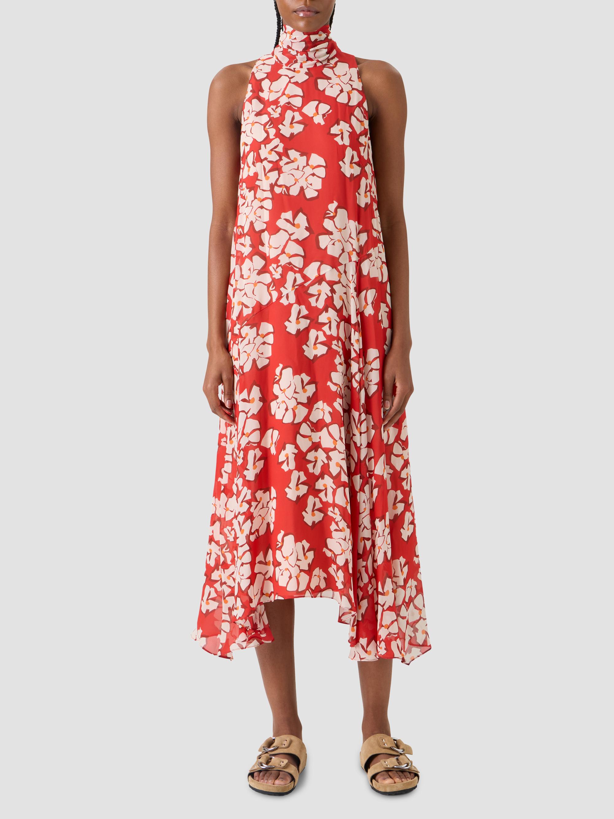 Akris punto Women's Floral Georgette Handkerchief Midi Dress - Red Cream | Thumbnail 4