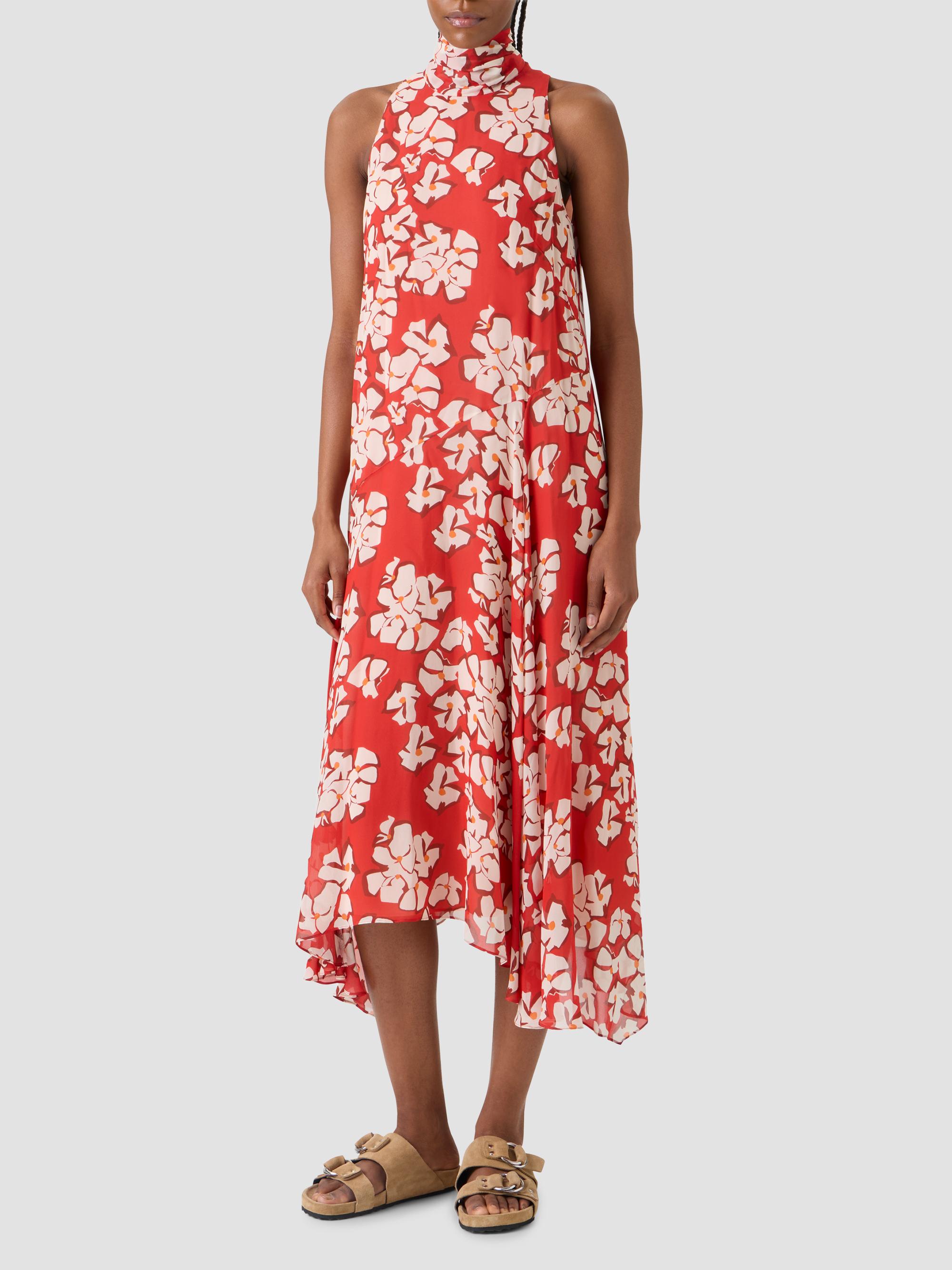 Akris punto Women's Floral Georgette Handkerchief Midi Dress - Red Cream | Thumbnail 2