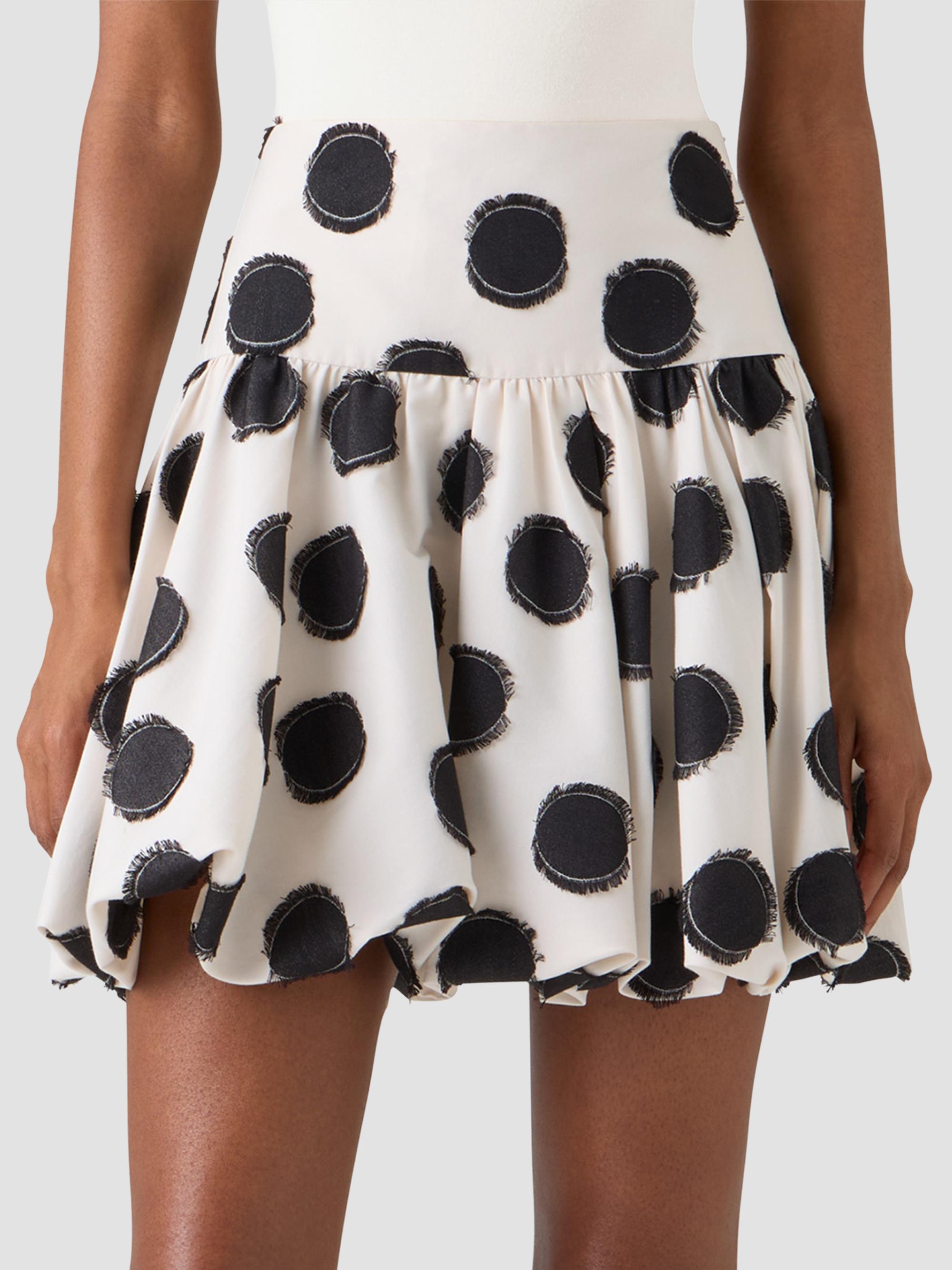 Akris punto Women's Fringed Polka Dot Jacquard Mini Skirt - Cream Black | Thumbnail 3