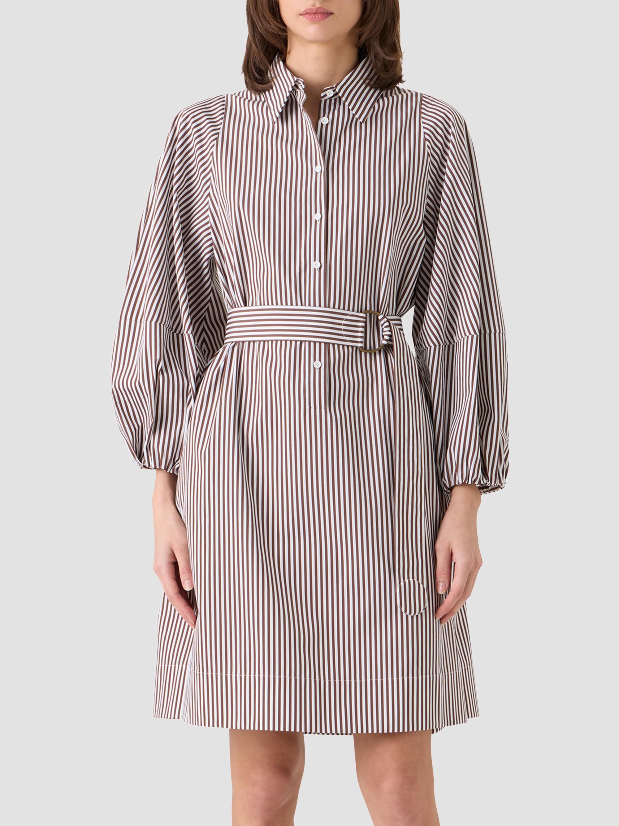 Akris punto Women's Striped Cotton Belted Shirtdress - Mocca Cream | Thumbnail 4