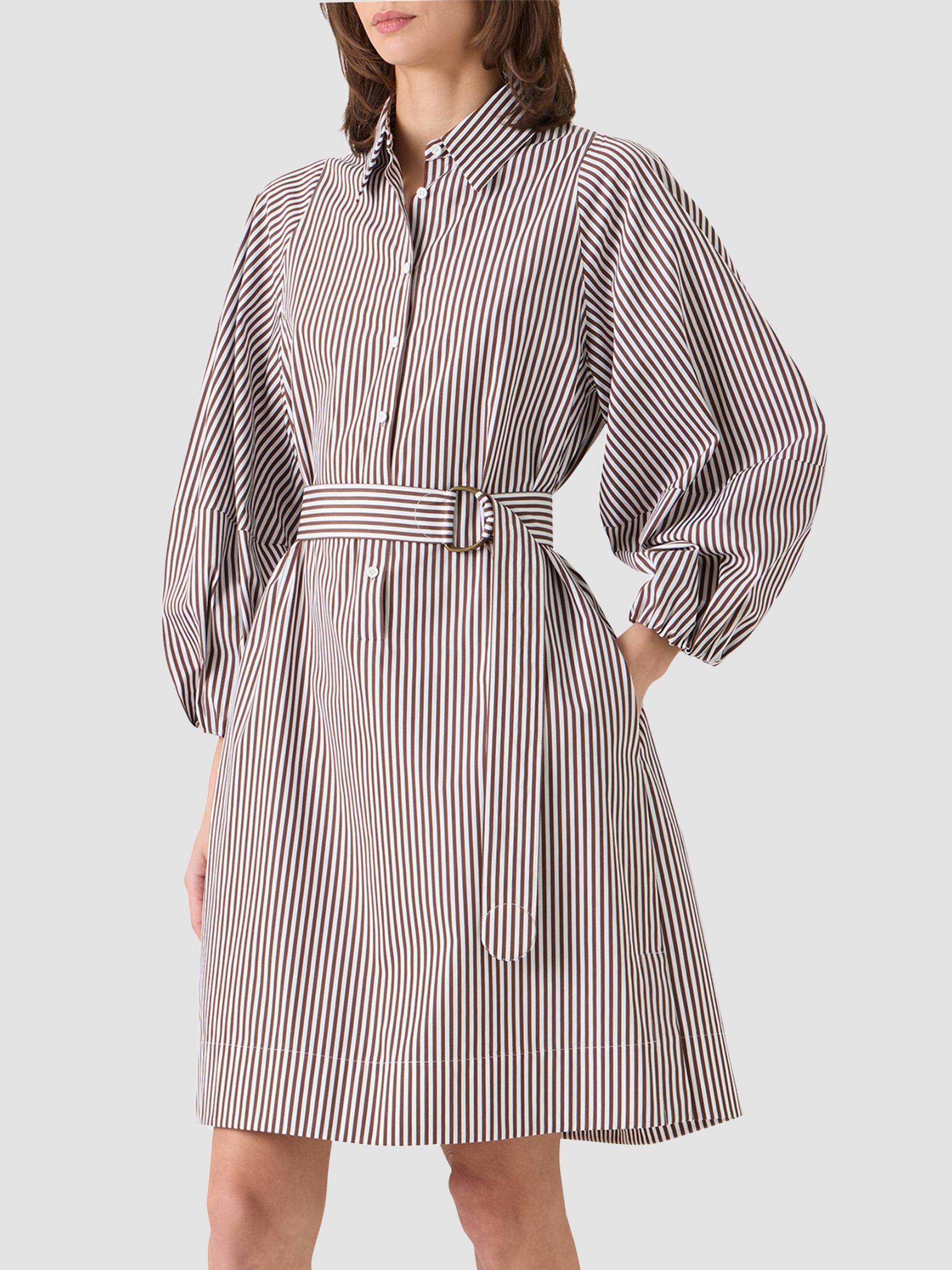 Akris punto Women's Striped Cotton Belted Shirtdress - Mocca Cream | Thumbnail 6