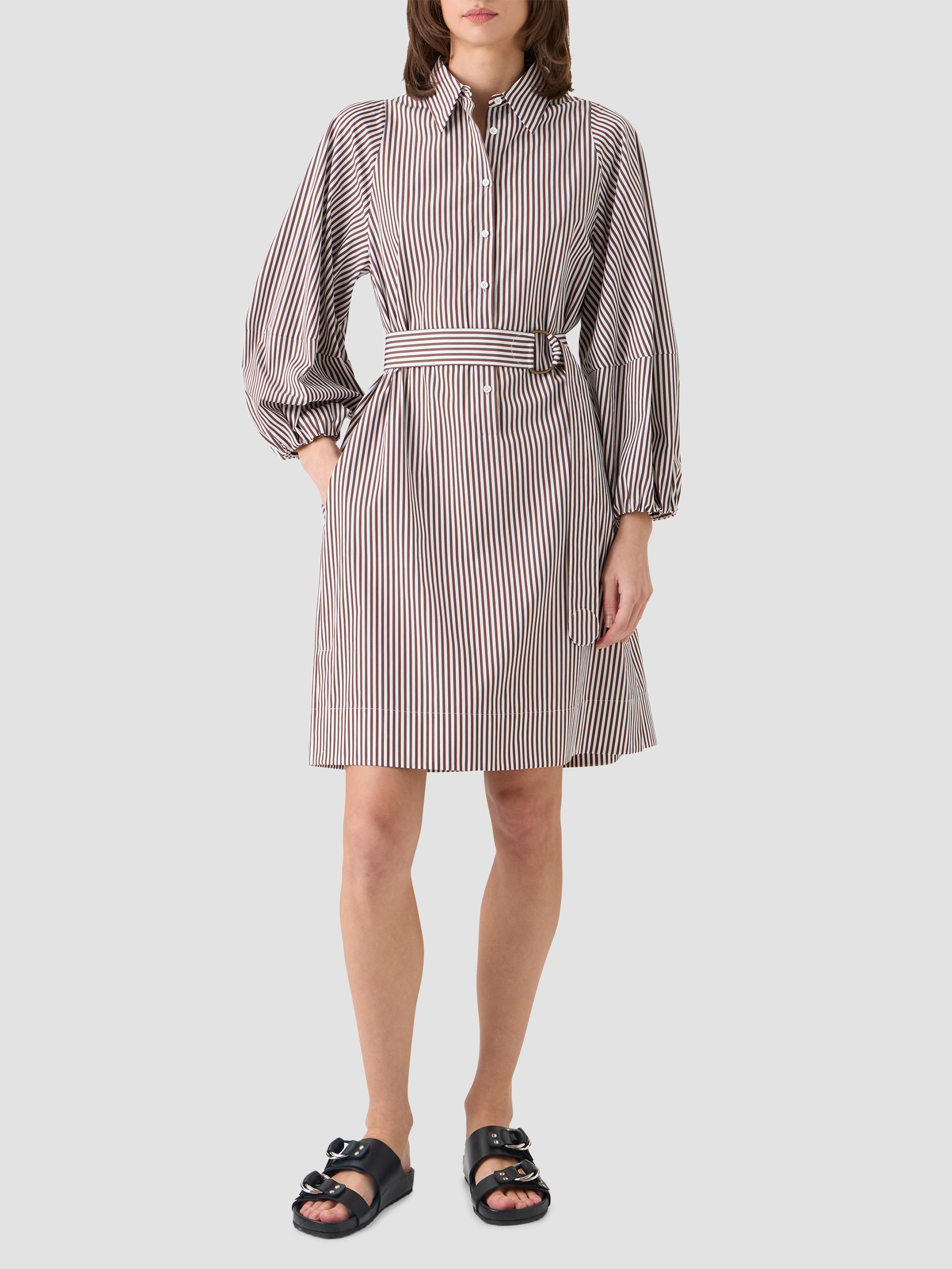 Akris punto Women's Striped Cotton Belted Shirtdress - Mocca Cream | Thumbnail 2