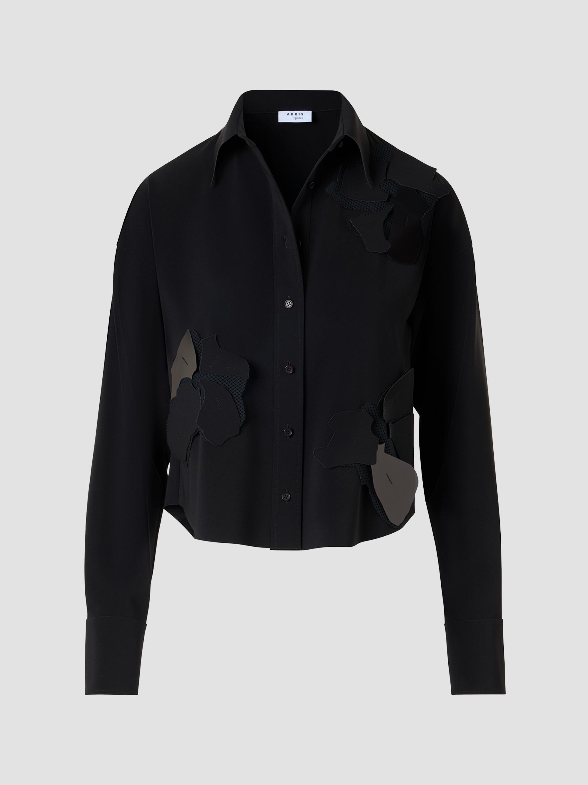 Akris punto Women's 3D Floral Patch Blouse - Black | Thumbnail 7