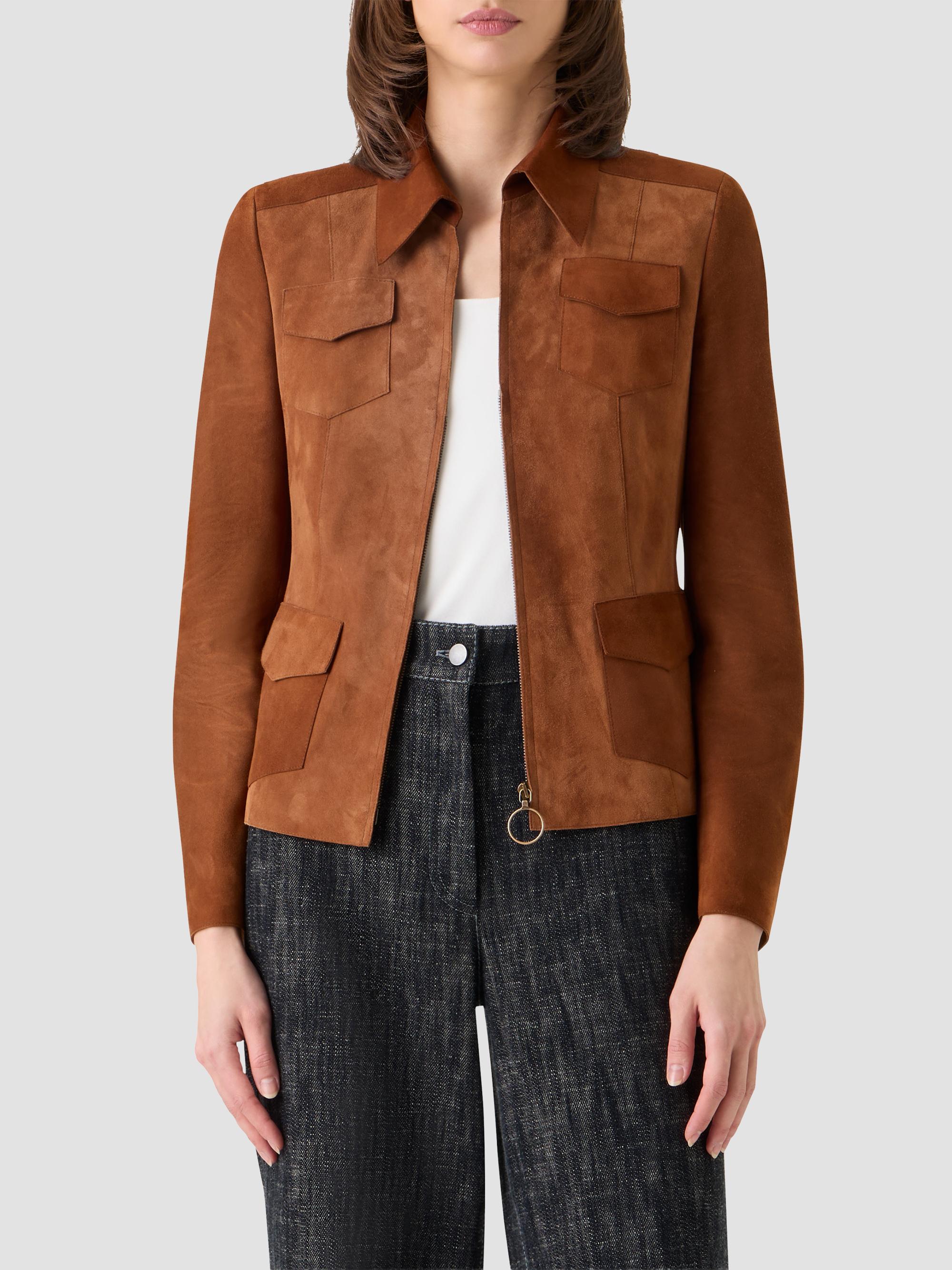 Akris punto Women's Point Collar Suede Jacket - Hazel | Thumbnail 4