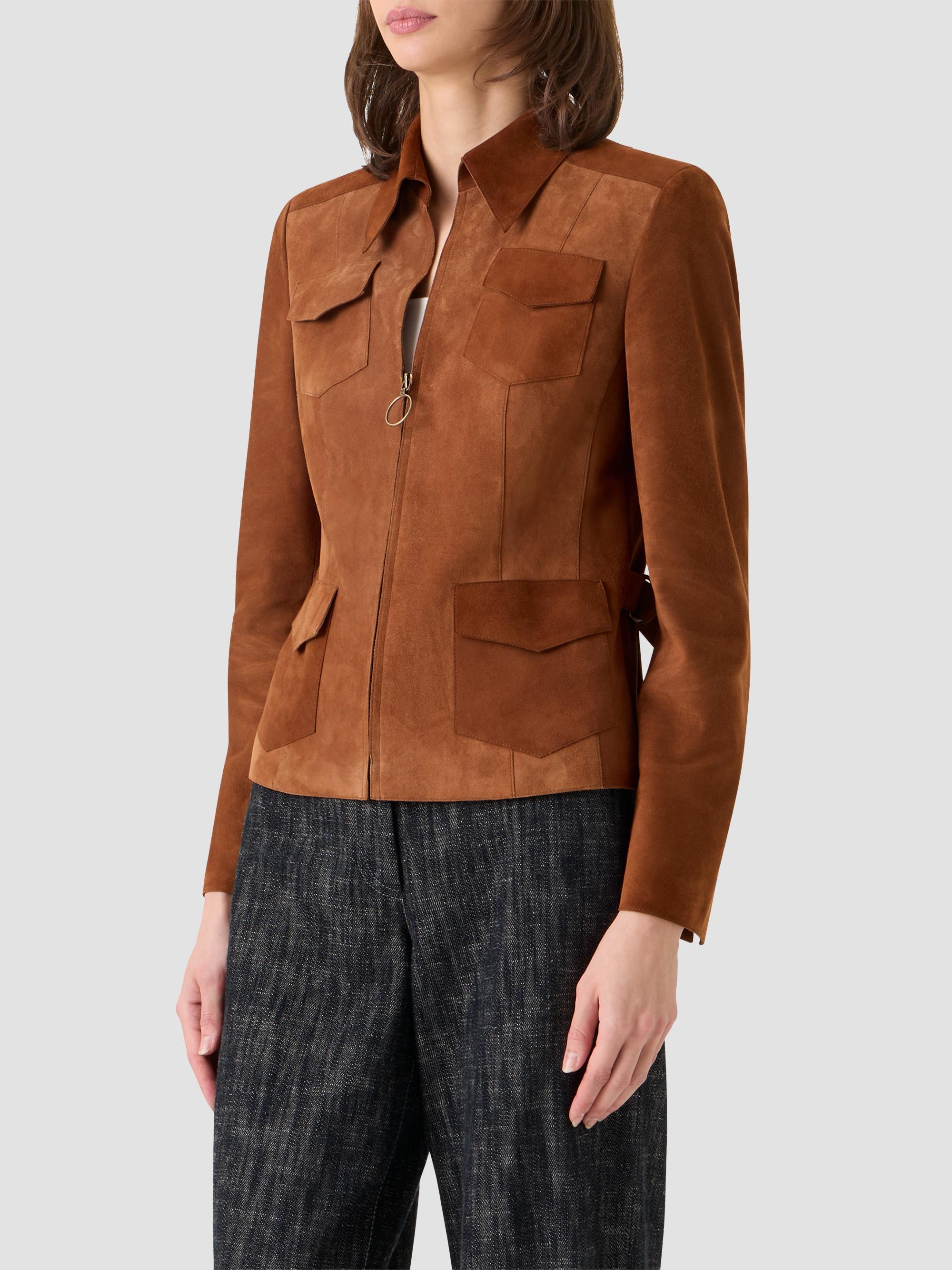 Akris punto Women's Point Collar Suede Jacket - Hazel | Thumbnail 6