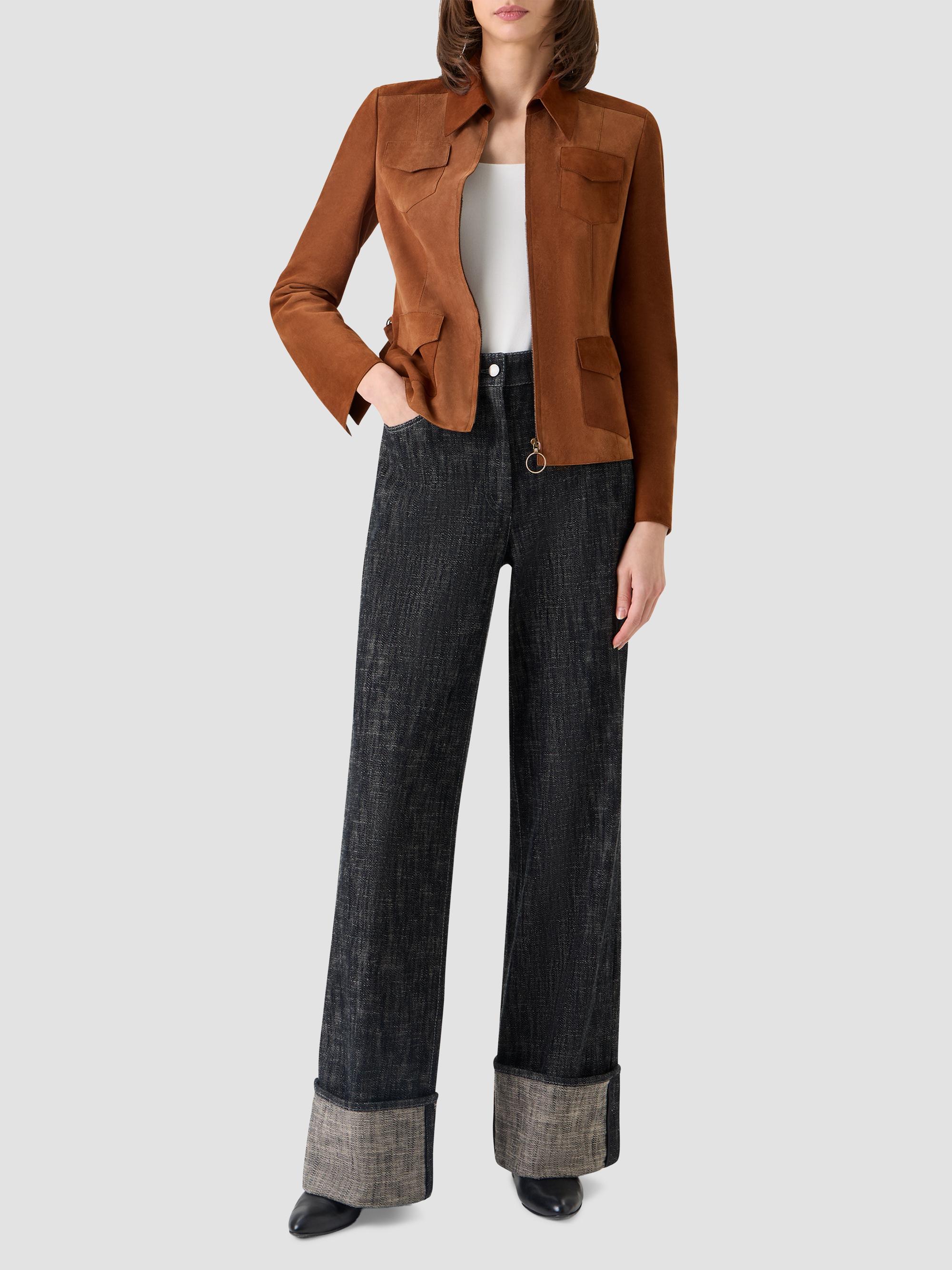 Akris punto Women's Point Collar Suede Jacket - Hazel | Thumbnail 2