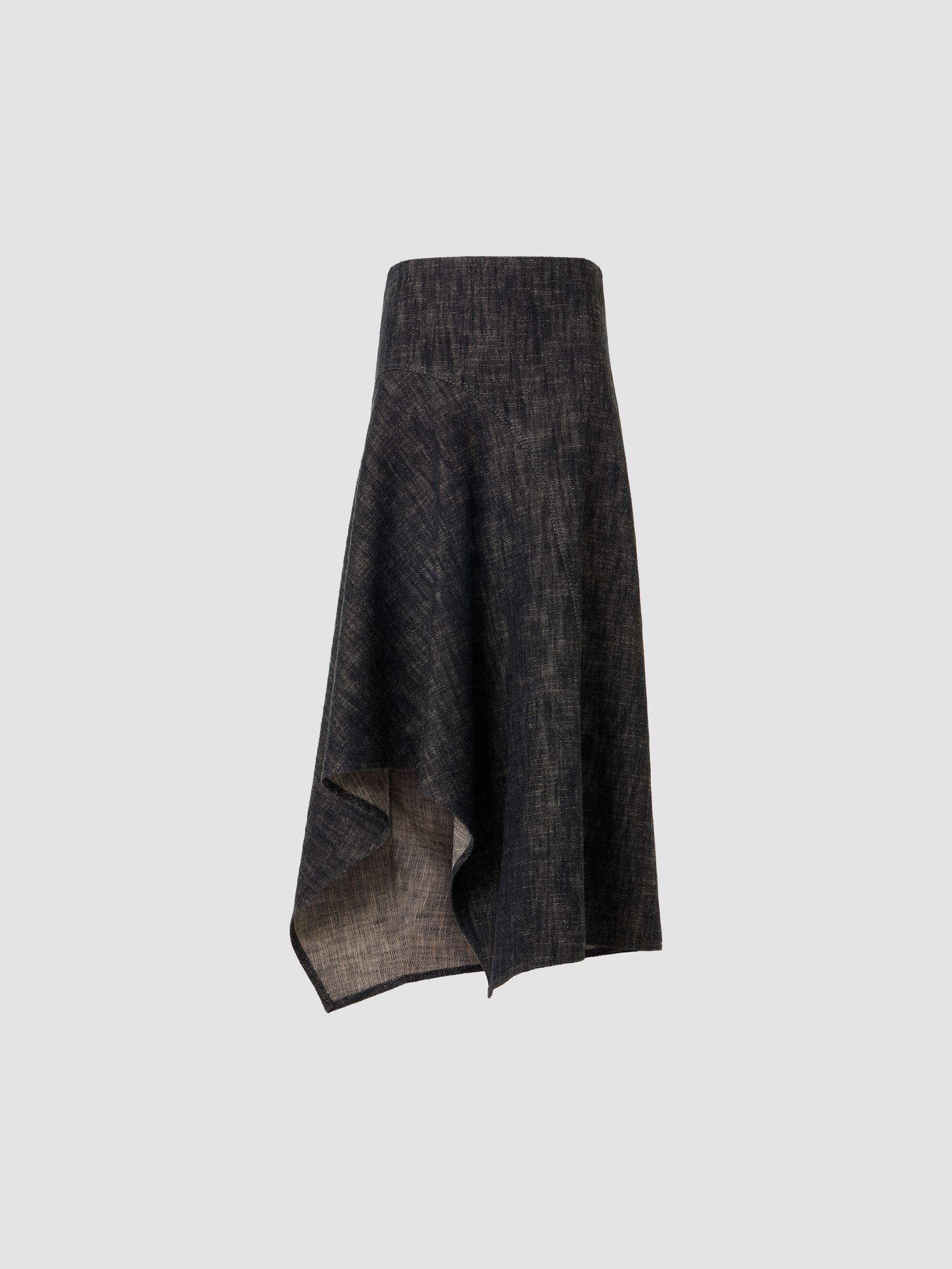 Akris punto Women's Washed Denim Asymmetric Midi Skirt - Black Denim | Thumbnail 6