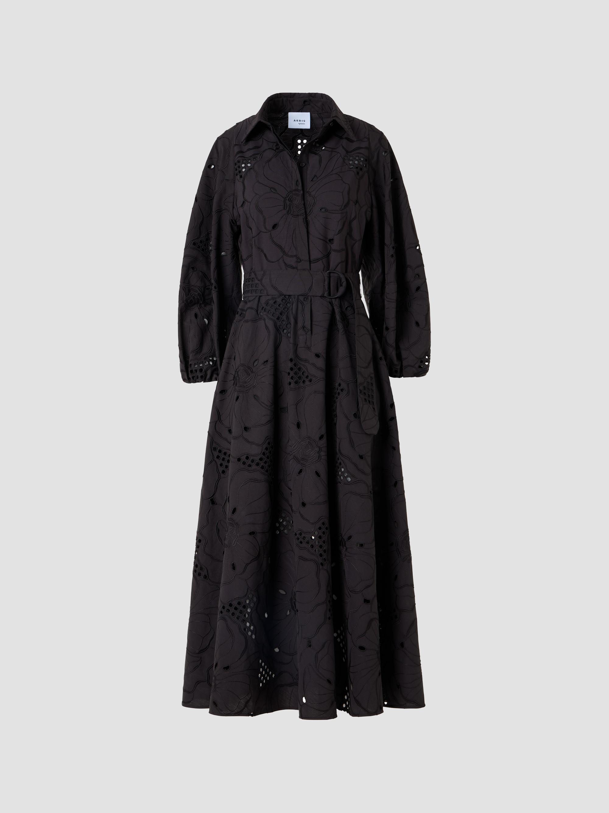 Akris punto Floral-Embroidered Eyelet Cotton Midi Shirtdress