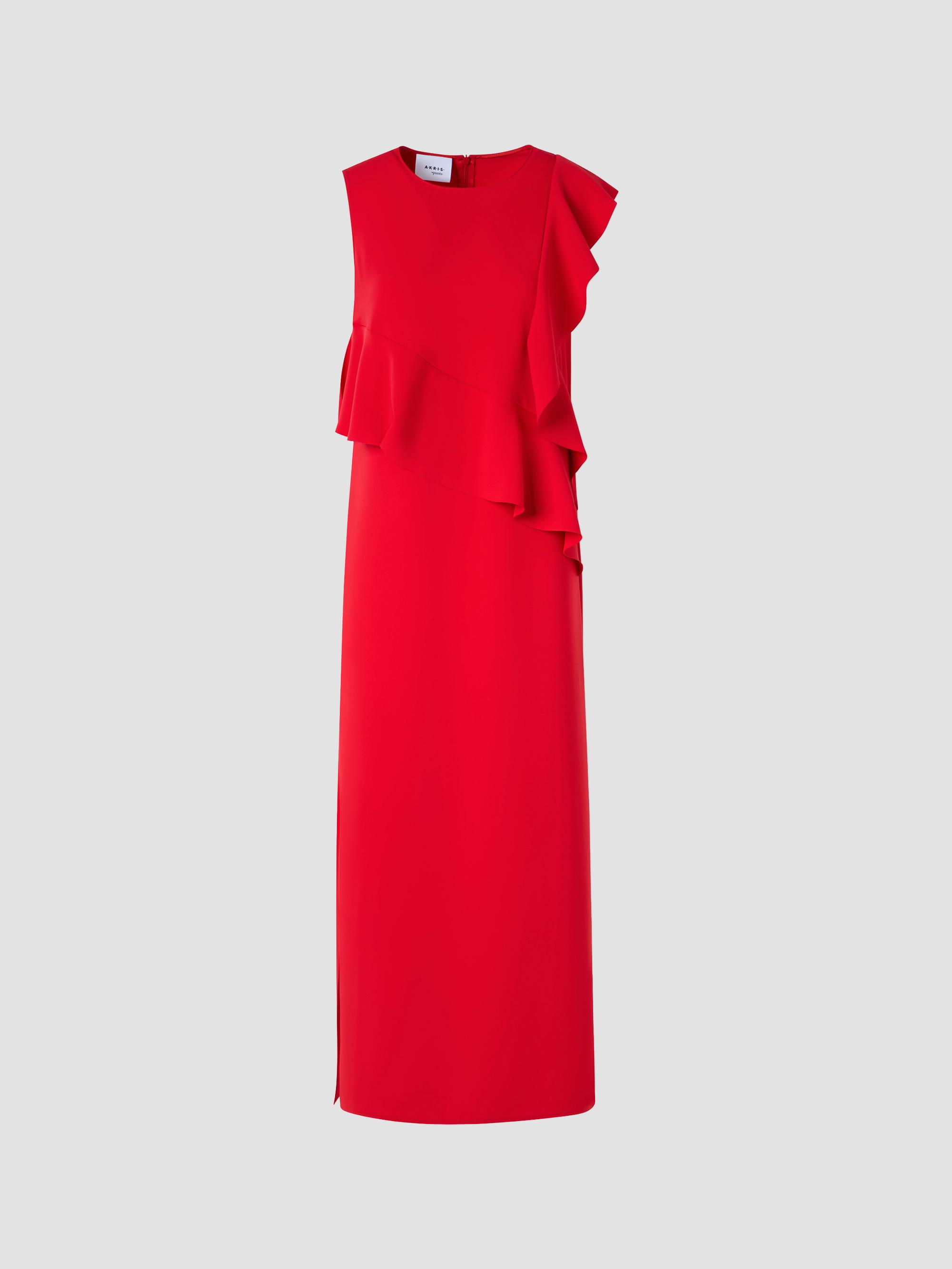 Akris punto Women's Ruffled Crepe Midi Dress - Red