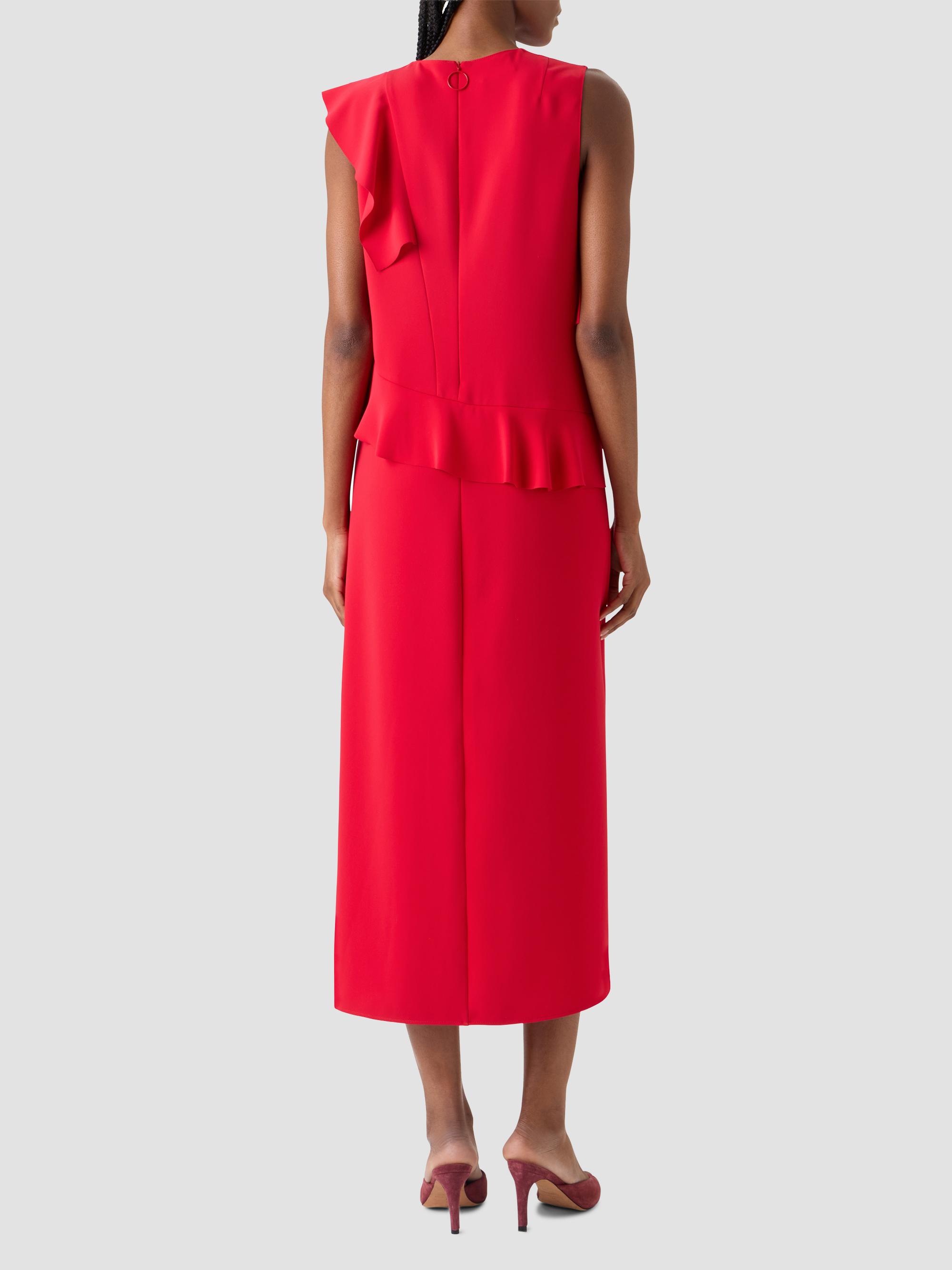 Akris punto Women's Ruffled Crepe Midi Dress - Red | Thumbnail 3