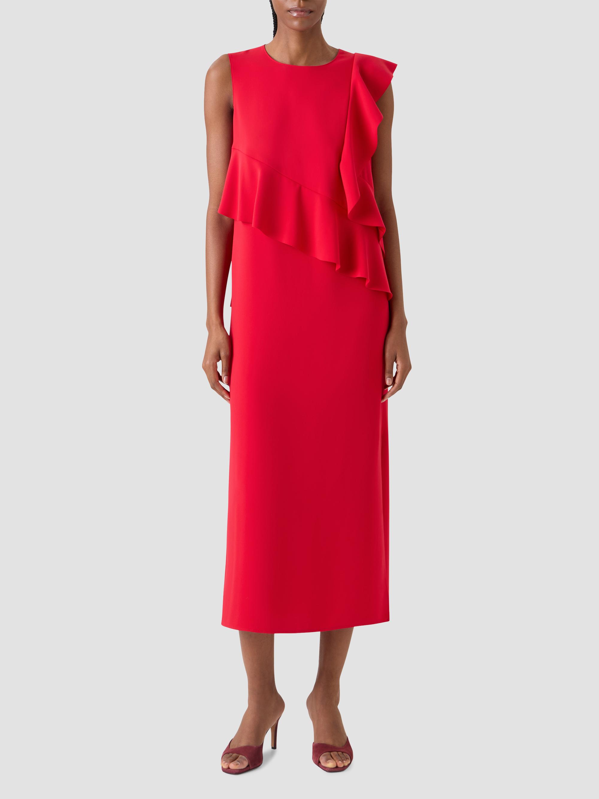 Akris punto Women's Ruffled Crepe Midi Dress - Red | Thumbnail 4