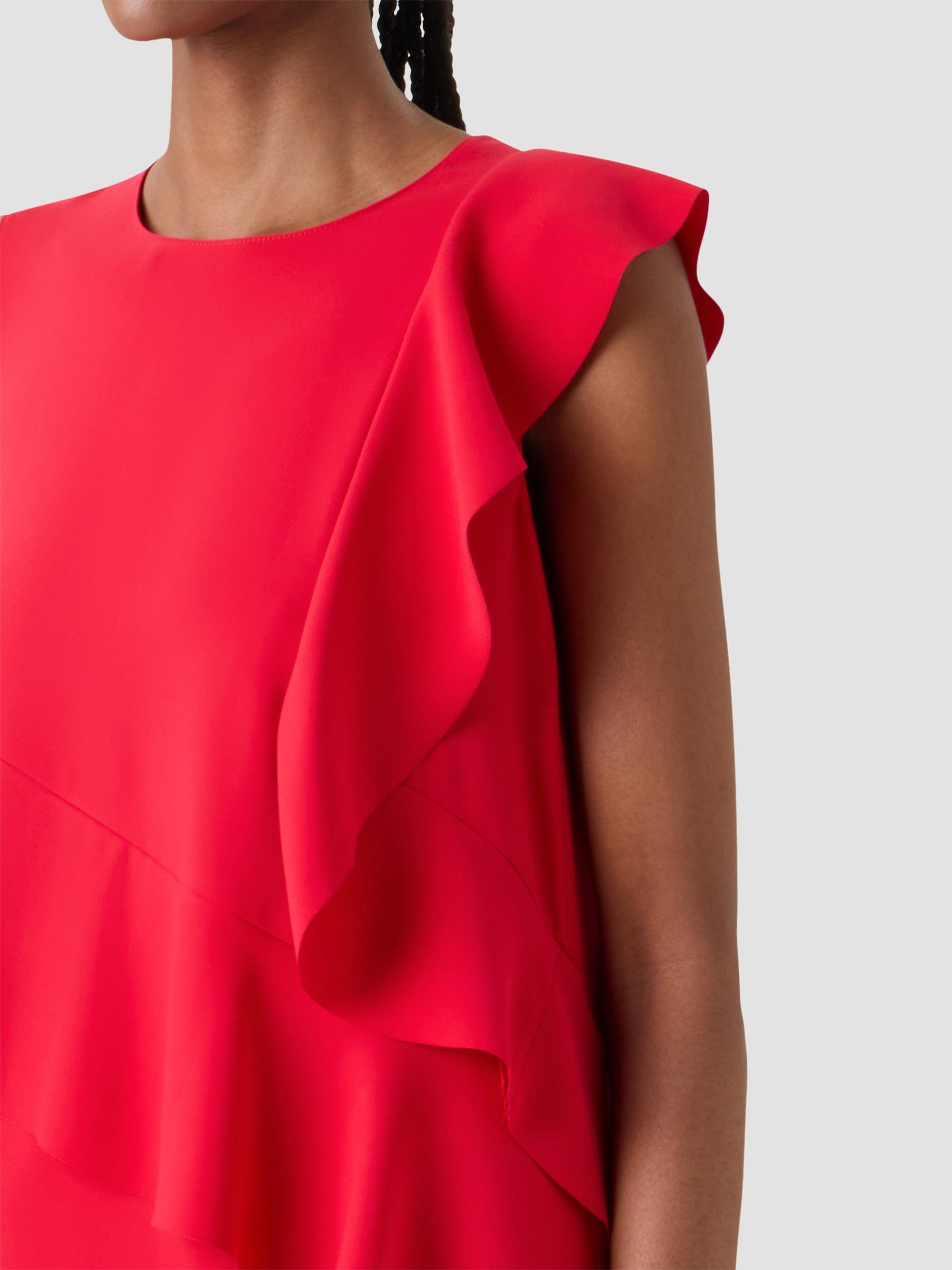 Akris punto Women's Ruffled Crepe Midi Dress - Red | Thumbnail 5