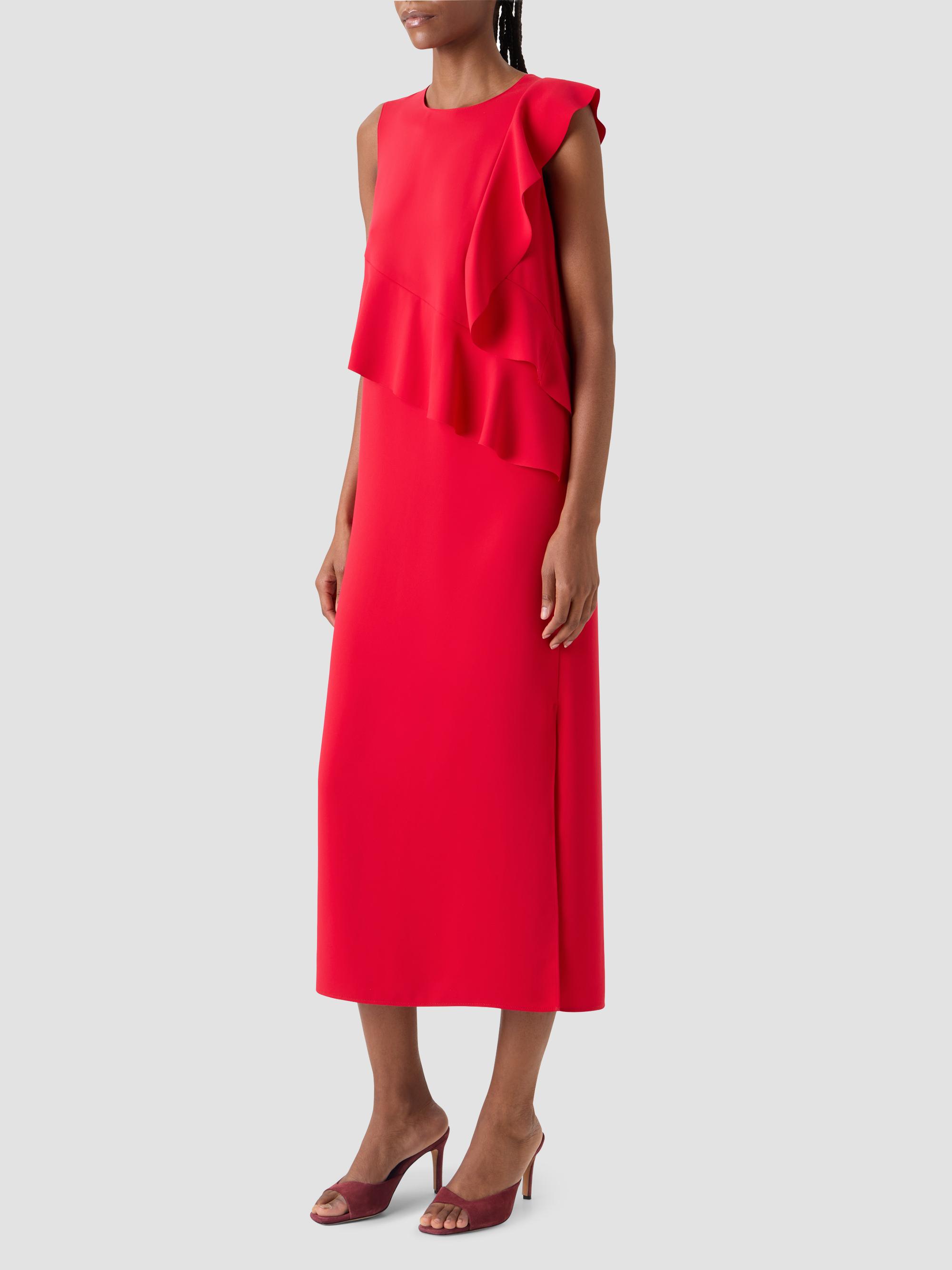 Akris punto Women's Ruffled Crepe Midi Dress - Red | Thumbnail 6